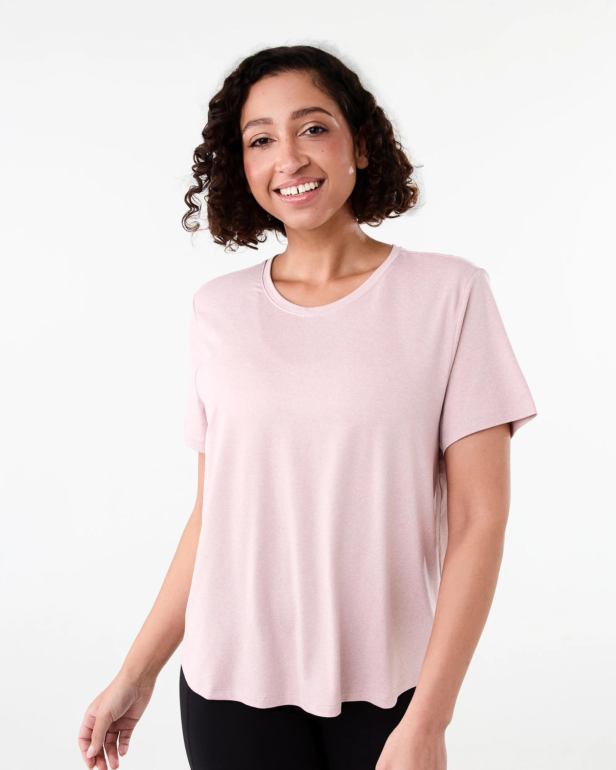1 Active Womens Twist Back Studio T-shirt Burn Pink, 1 of 7