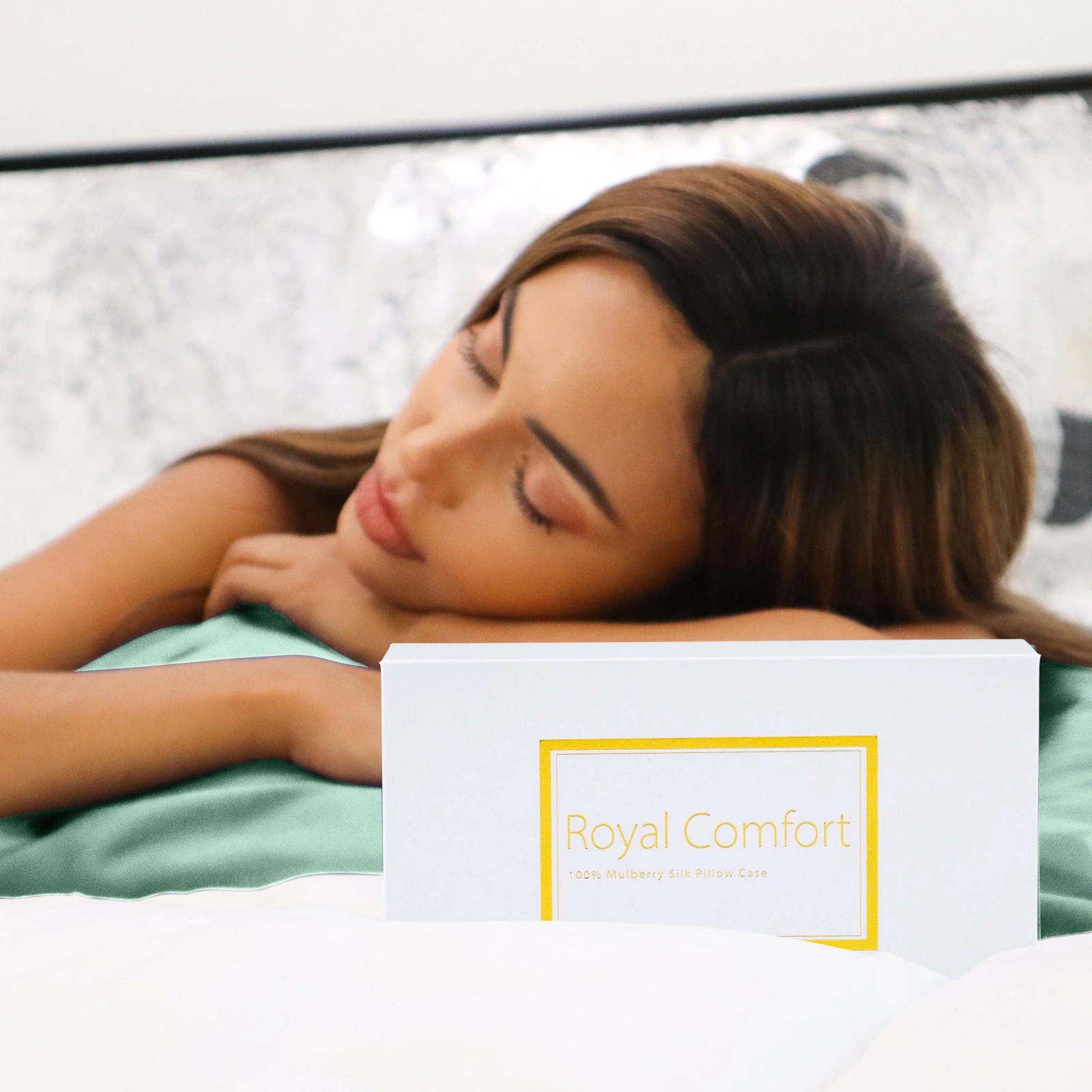 8 Royal Comfort Mulberry Soft Silk Luxurious Hypoallergenic Pillowcase Twin Pack - Green, 8 of 10