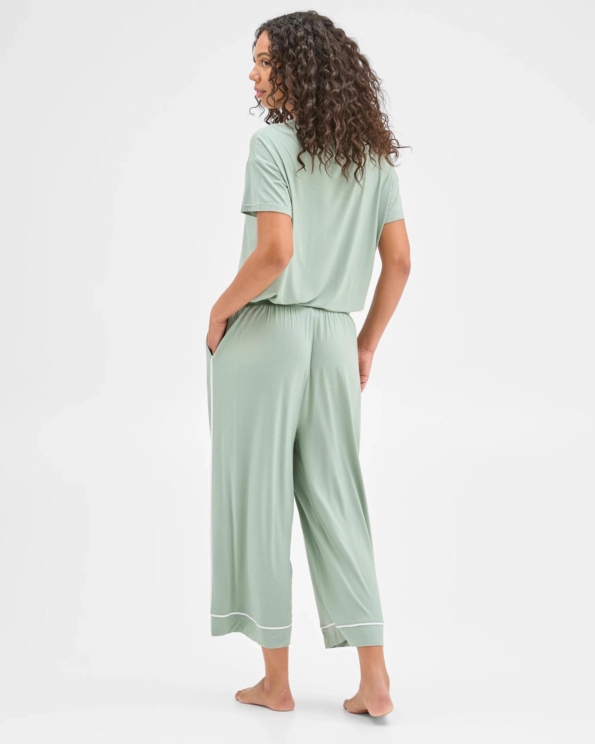 4 Target Woman Soft Comfort Bamboo Culotte Sleep Pants GREEN, 4 of 5