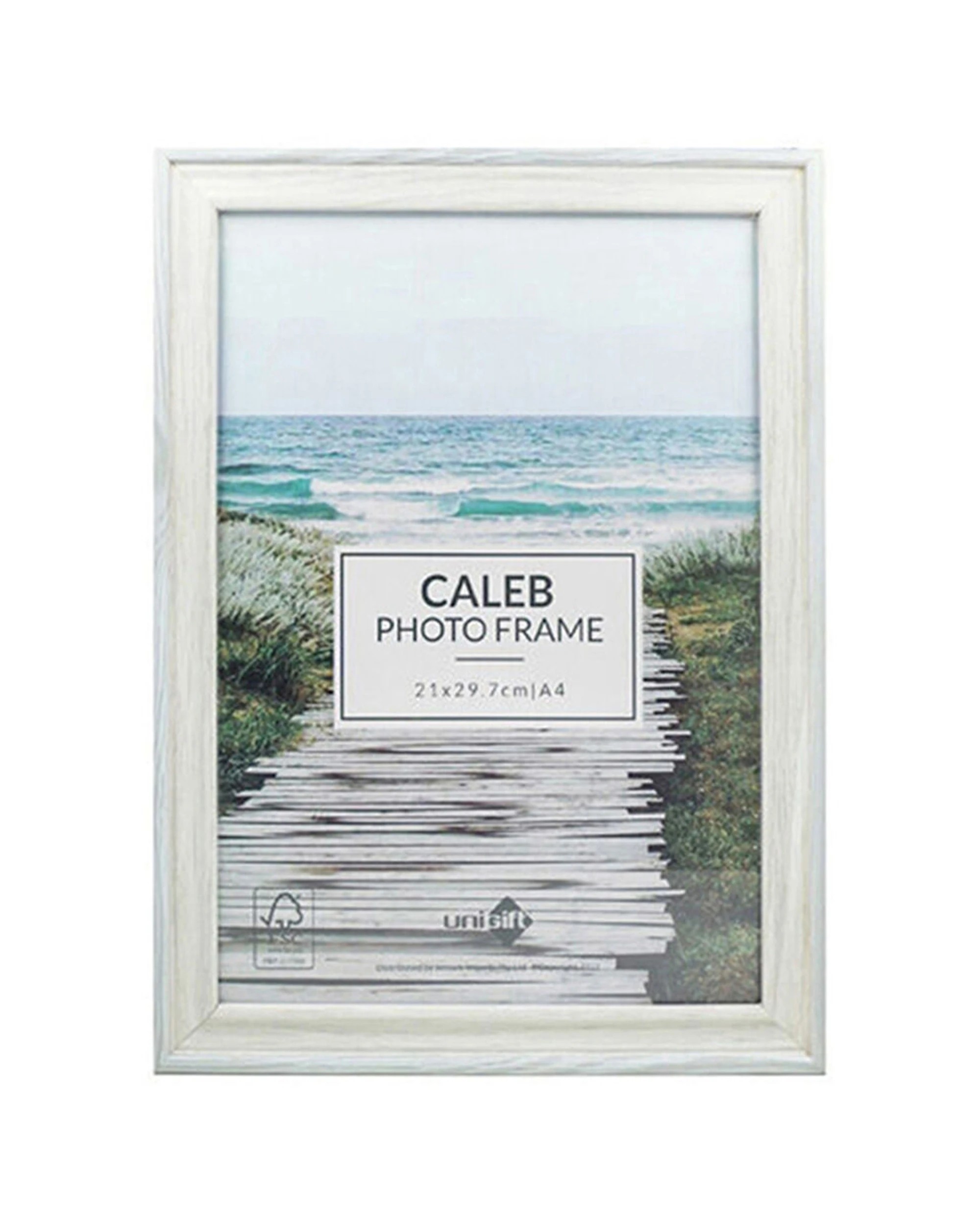1 Unigift Caleb Wooden Glass Picture Photo Frame A4 21x29.7cm Cream - Multi, 1 of 1