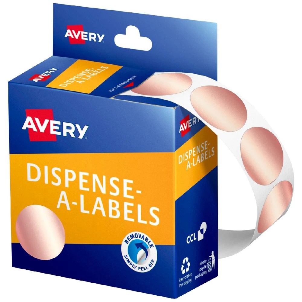 1 Avery Dispenser Labels Circle 24mm Rose Gold 250 Pack, 1 of 2