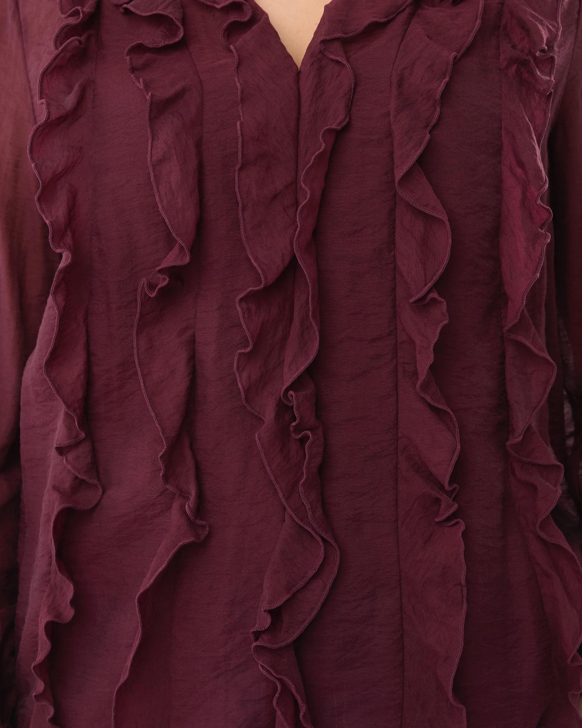 4 Long Sleeve Ruffle Blouse Red Royale, 4 of 7