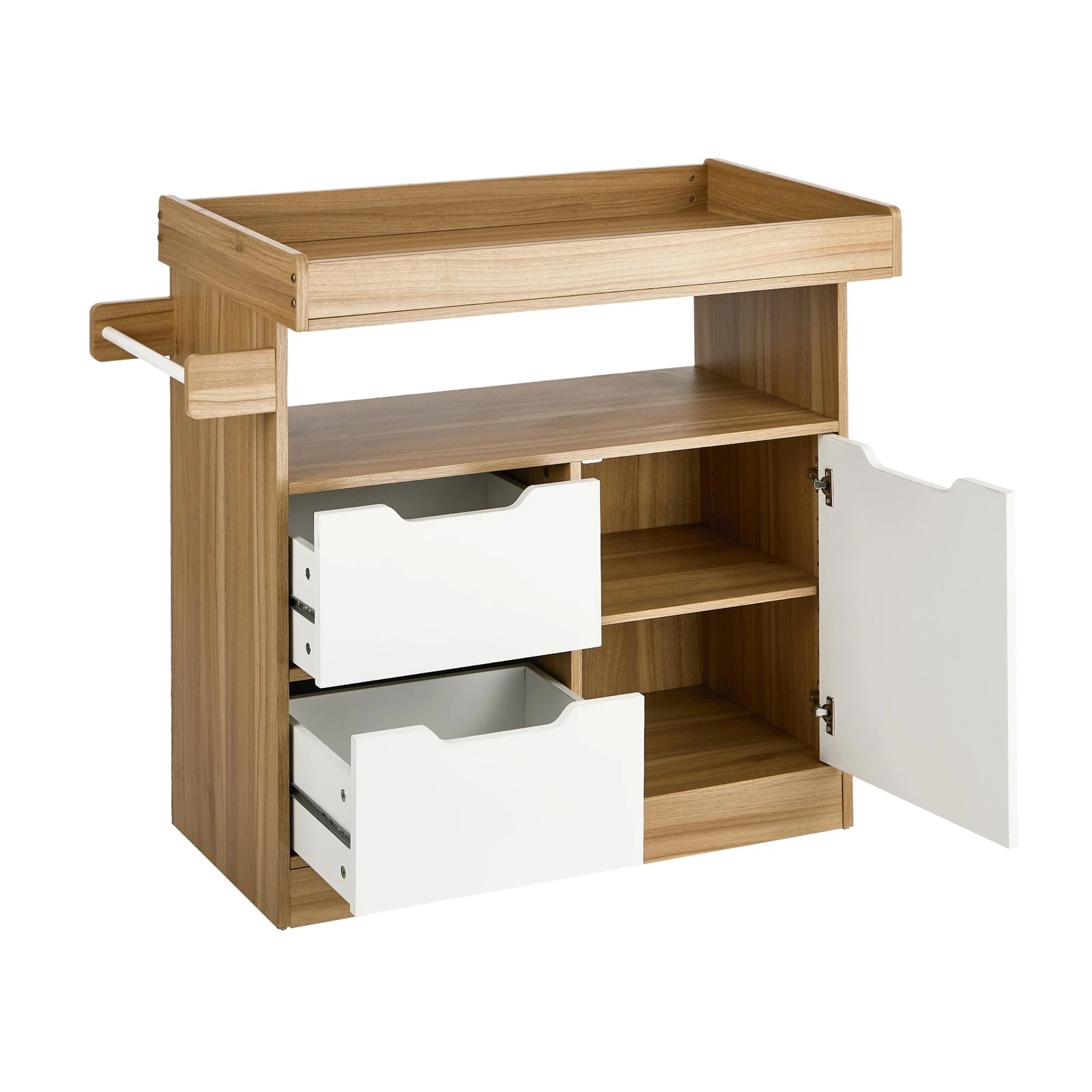 7 Oikiture Baby Changing Table Change Nursery Storage Drawers Shelves Cabinet - Natural, 7 of 9