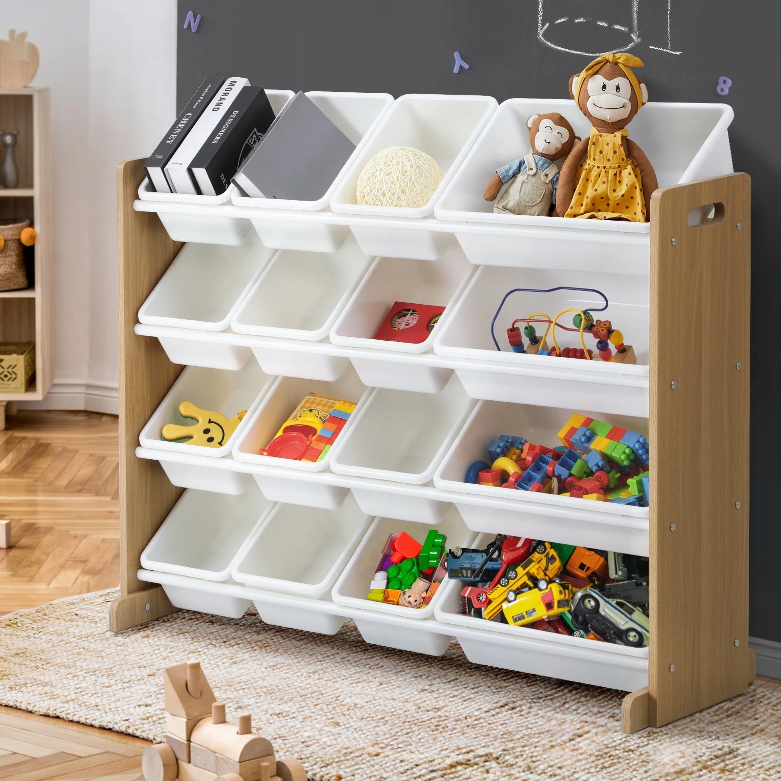 2 Oikiture Kids Toy Box Organiser 16 Bins Display Shelf Storage Rack Drawer
 - Multi, 2 of 10