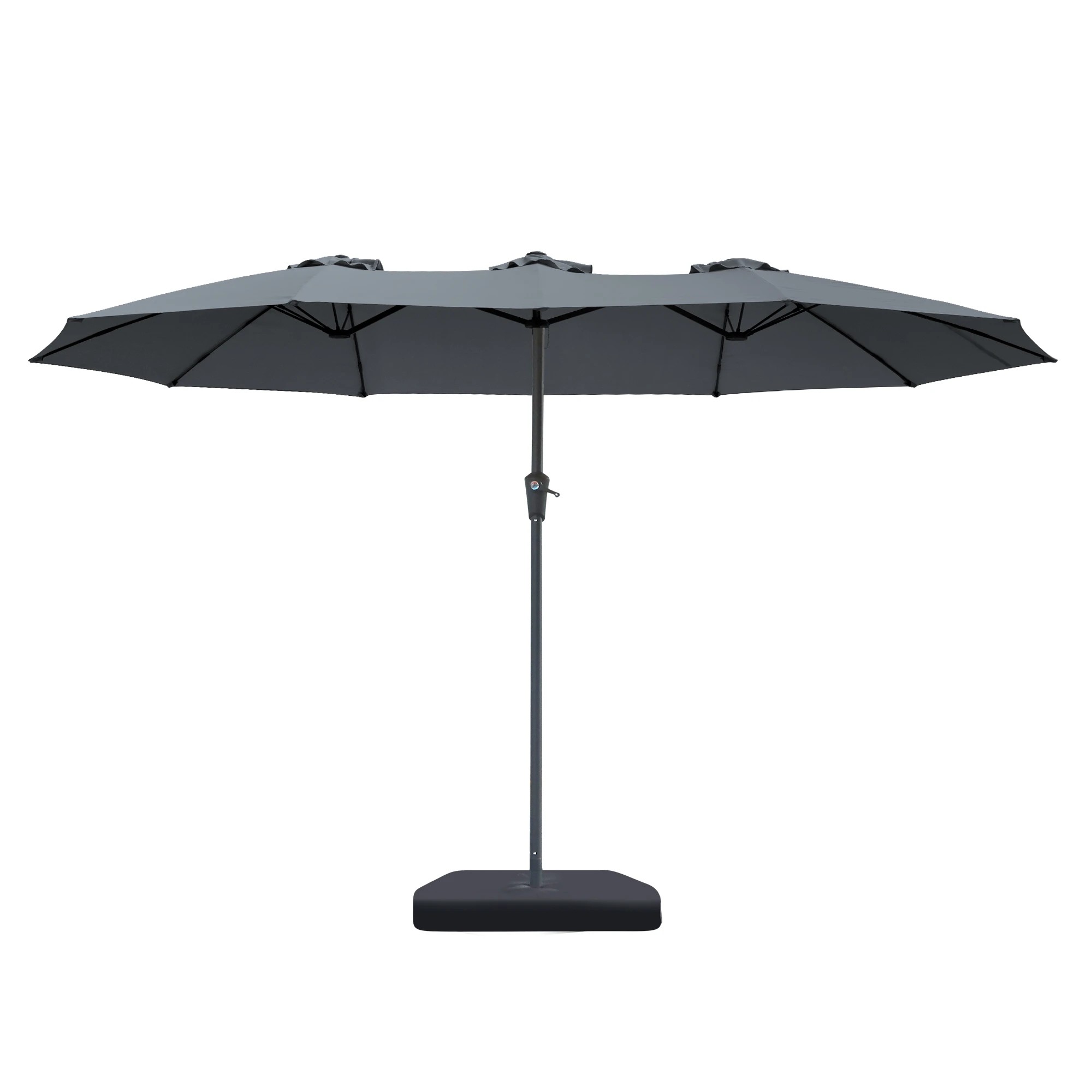 2 Centra 4x2M Outdoor Double Large Patio Umbrella with Base - Grey, 2 of 9