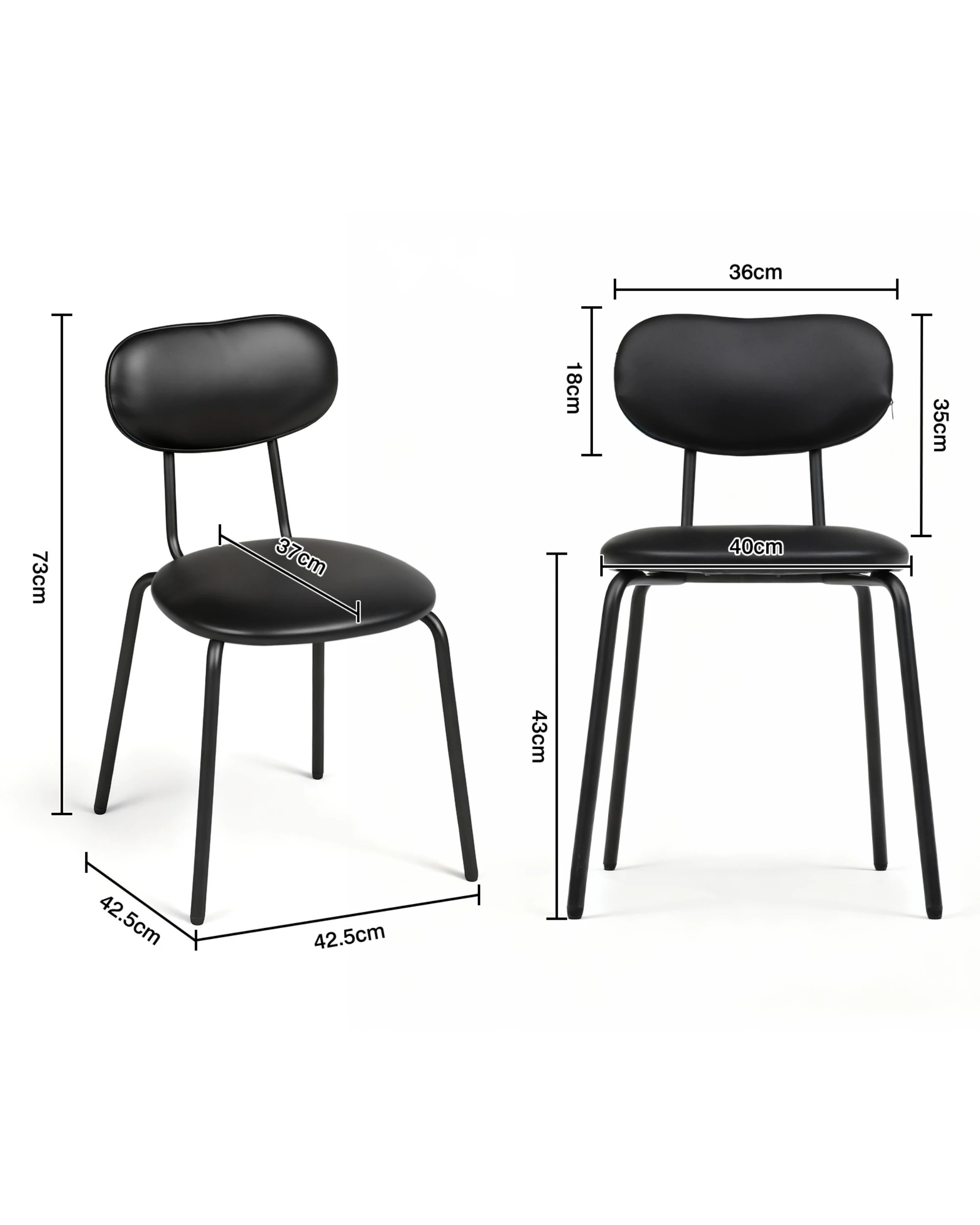 2 Advwin Dining Chairs Set of 6 Faux Leather Comfy Upholstered Kitchen Seating - Black, 2 of 4