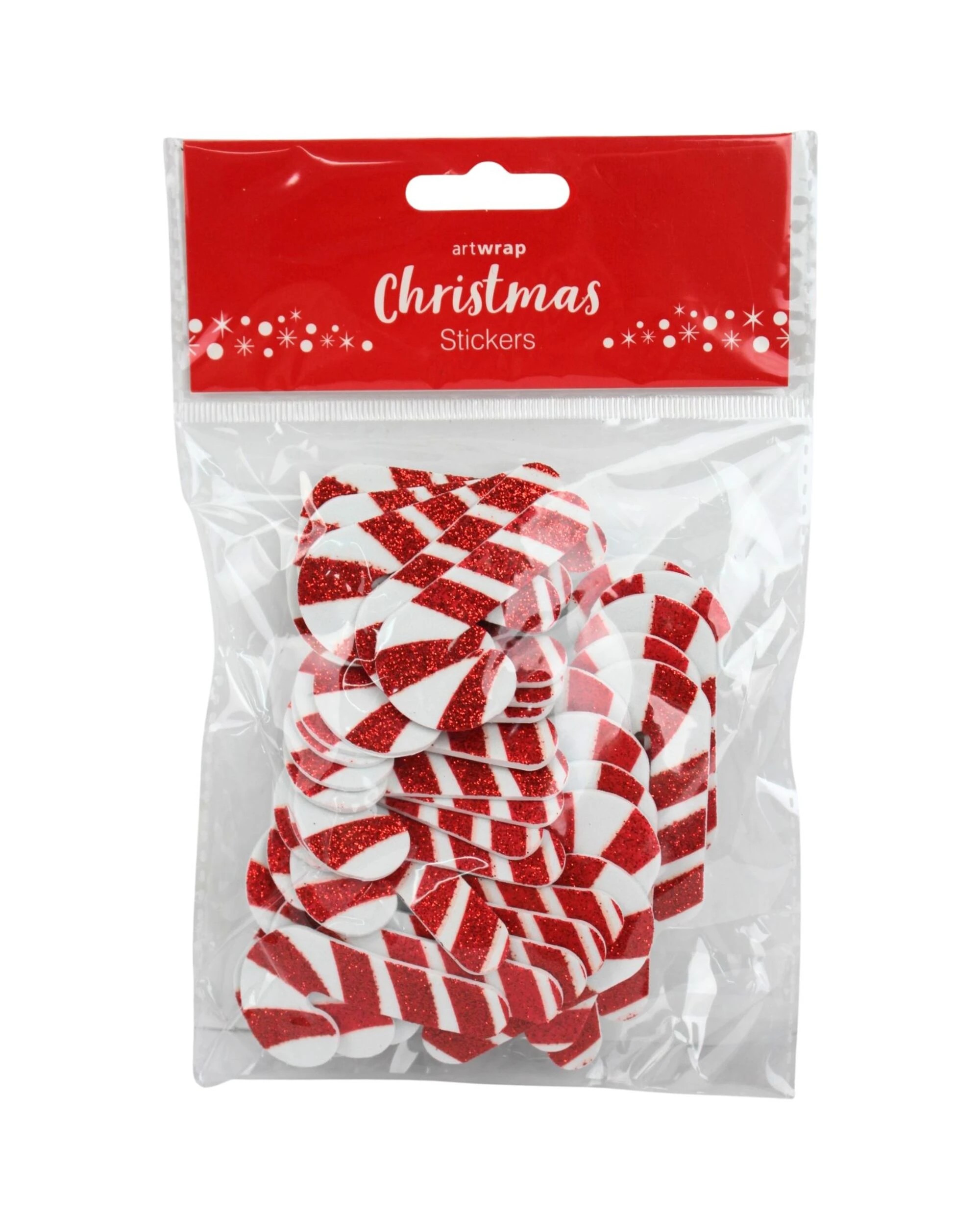 3 Artwrap Candy Cane Stickers Pack of 24 - Red, 3 of 4