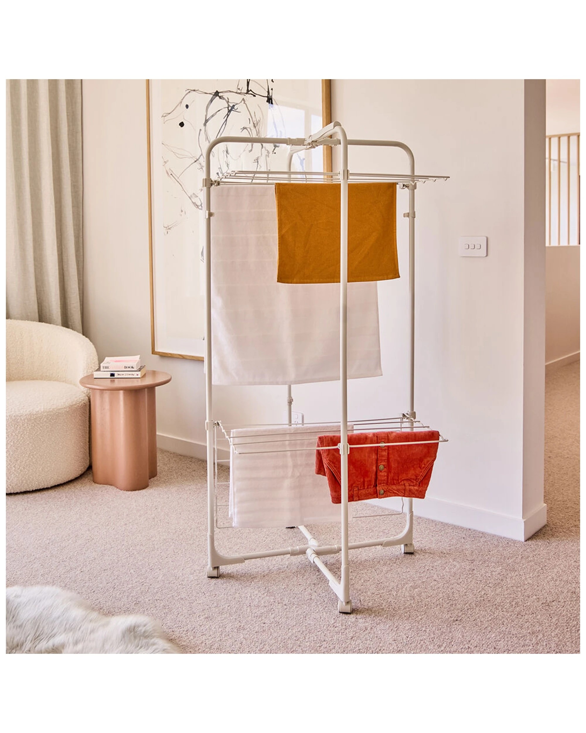 5 Hills 13M 2 Tier Double Decker Mobile Tower Clothes Airer W 44 Hook Slots
 - white, 5 of 8