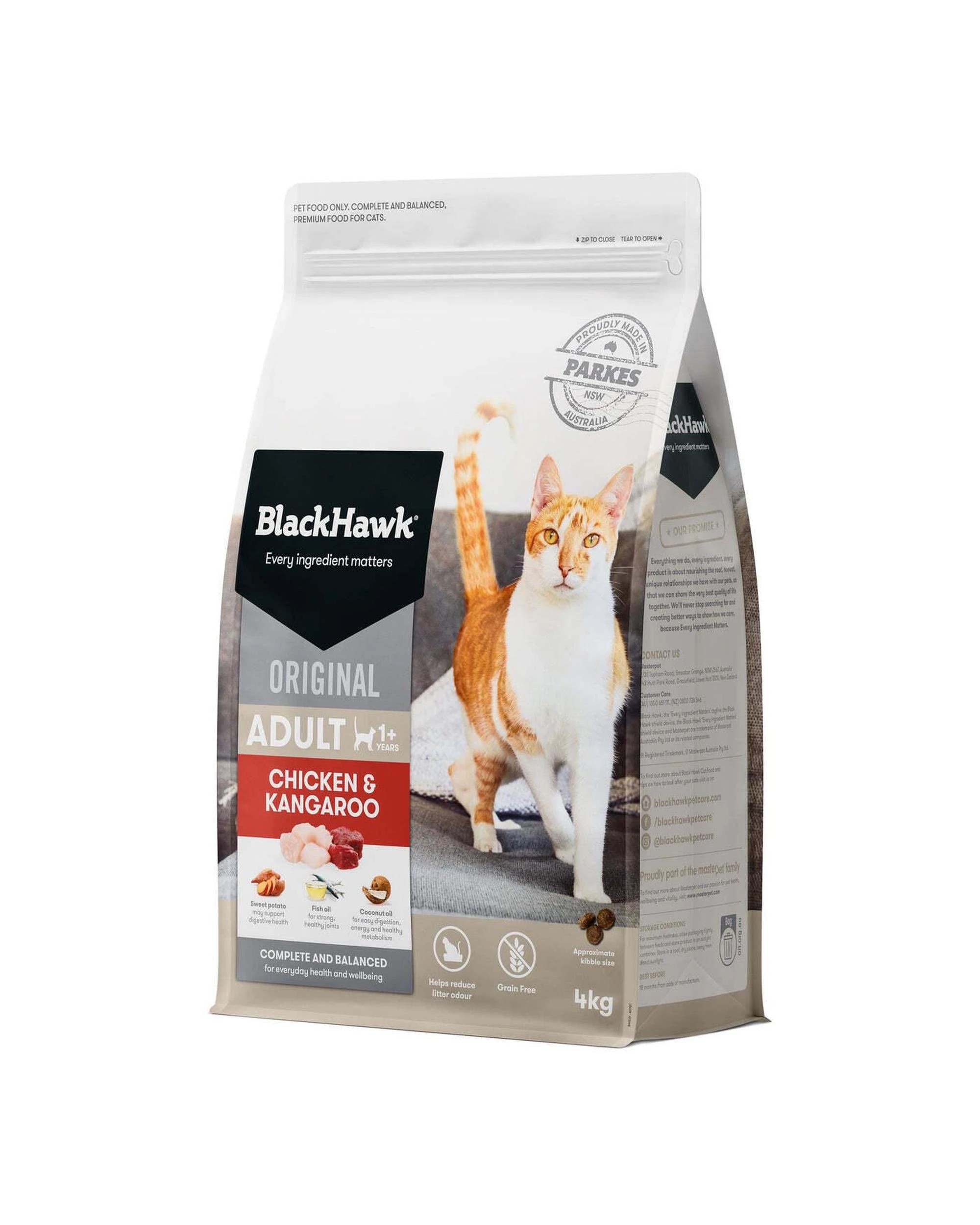 3 Black Hawk Adult 1+ Complete & Balanced Dry Cat Food Chicken & Kangaroo 4kg, 3 of 3