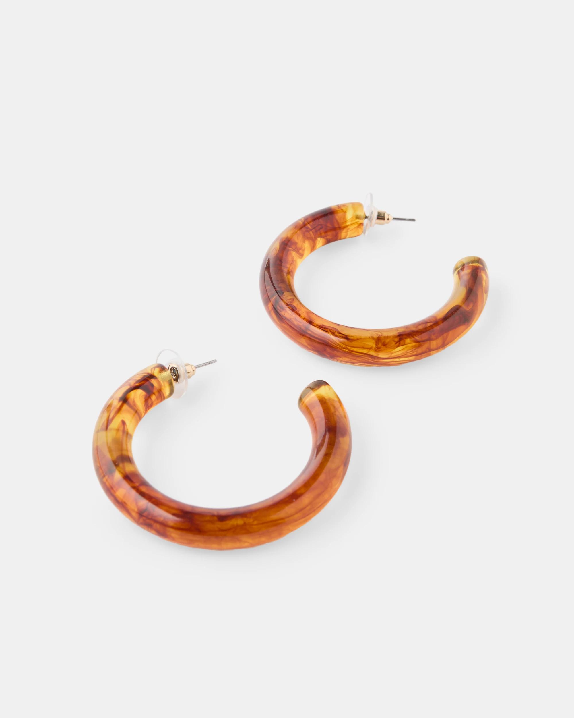 2 Tortoise Hoop Earrings - Brown Brown, 2 of 3
