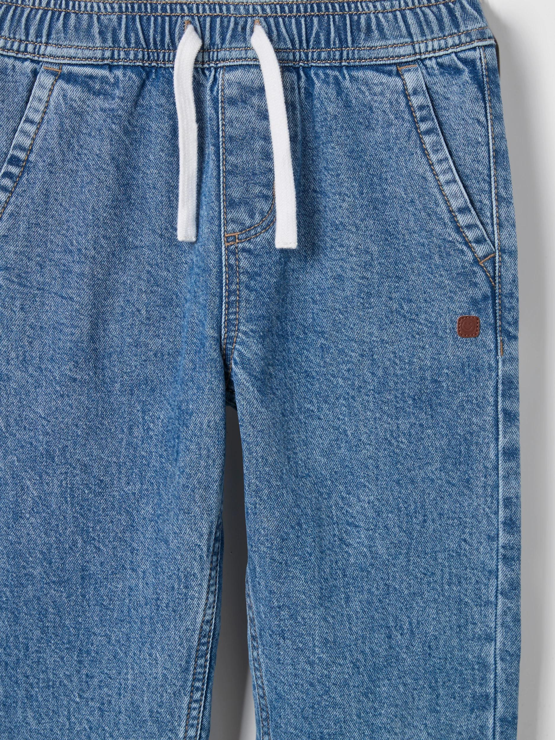 2 Target Kids Elastic Waistband Loose Fit Denim Jeans MID WASH, 2 of 2