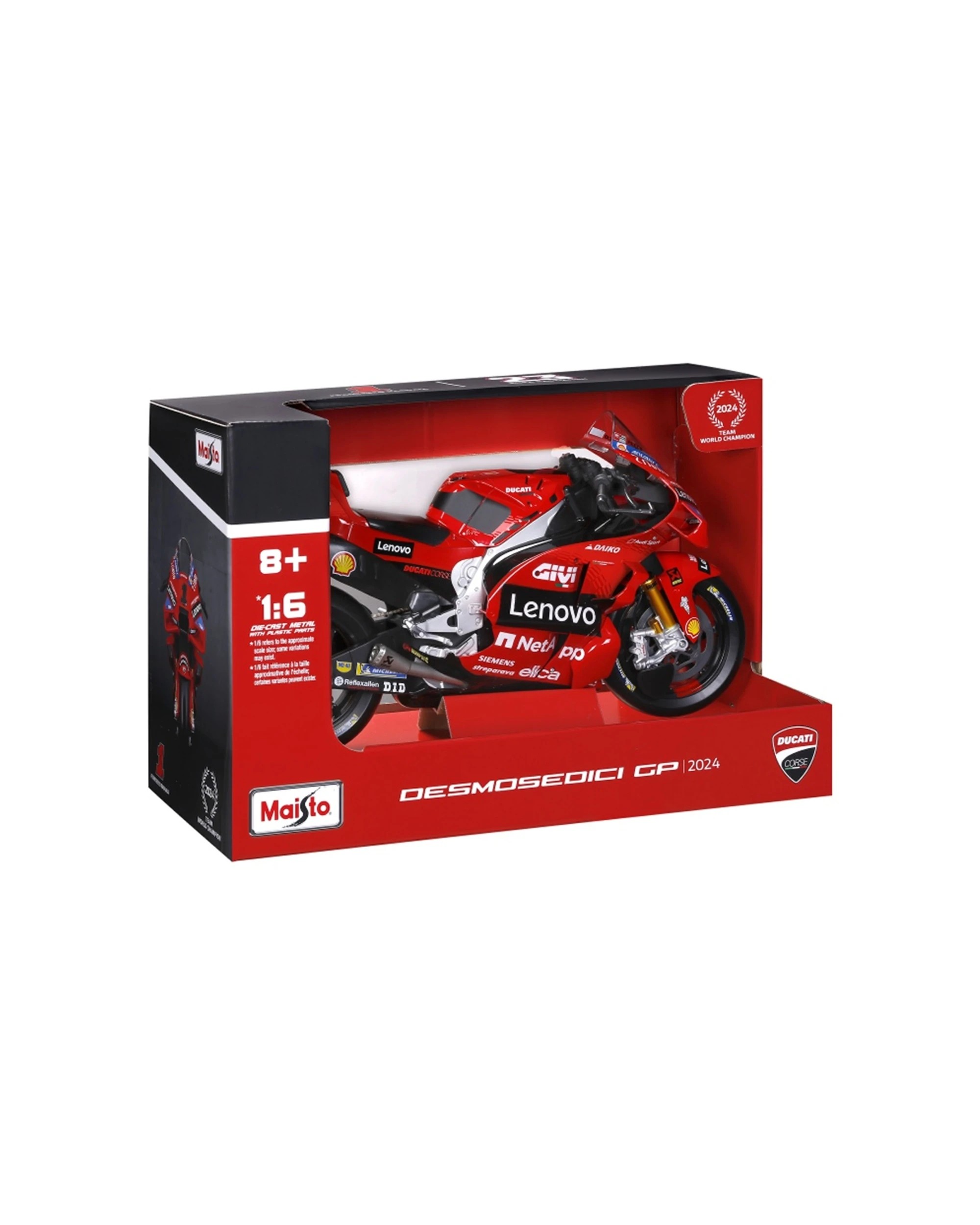 1 Maisto Moto GP Ducati Bagnaia Model 2024 World Champion Replica Toy Bike - Multi, 1 of 6