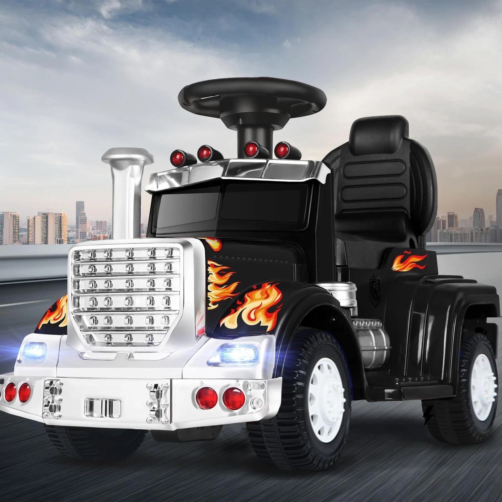 3 Alfordson Kids Ride On Car Electric Toy Truck 25W Motor w/ LED Lights - Black, 3 of 9