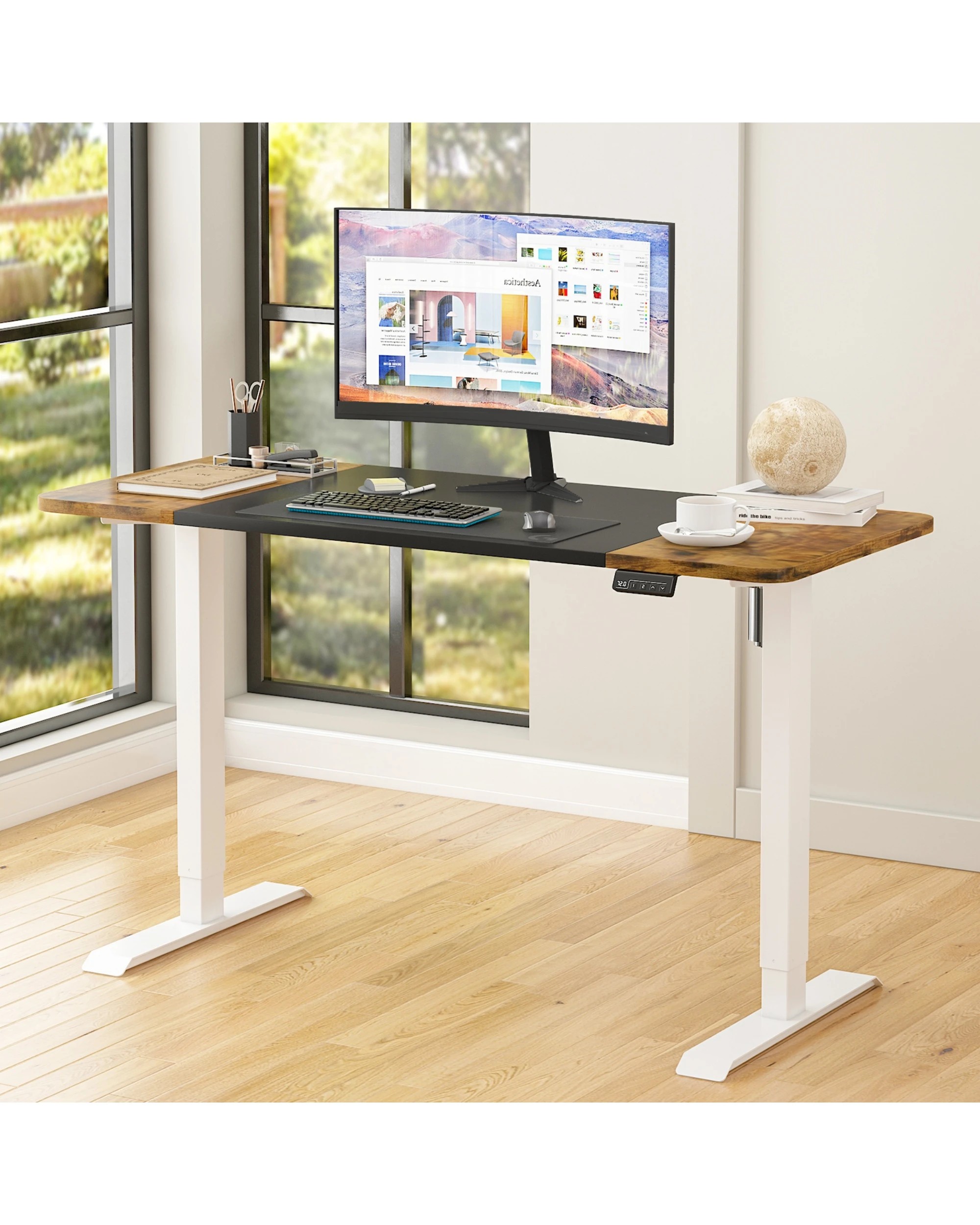 3 Advwin Electric Standing Desk Adjustable Height Ergonomic - Brown, 3 of 3