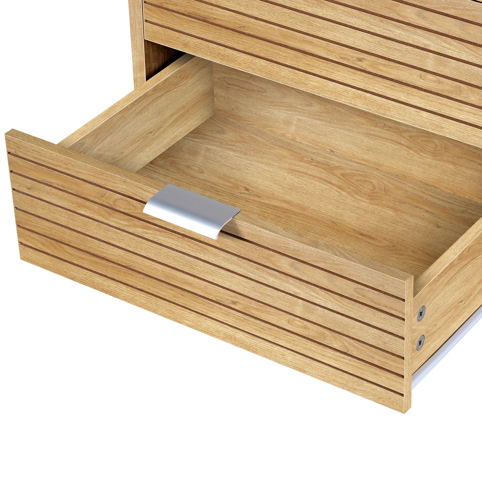 8 Alfordson Bedside Table Nightstand Side Storage Cabinet Slatted Drawer - Oak, 8 of 10