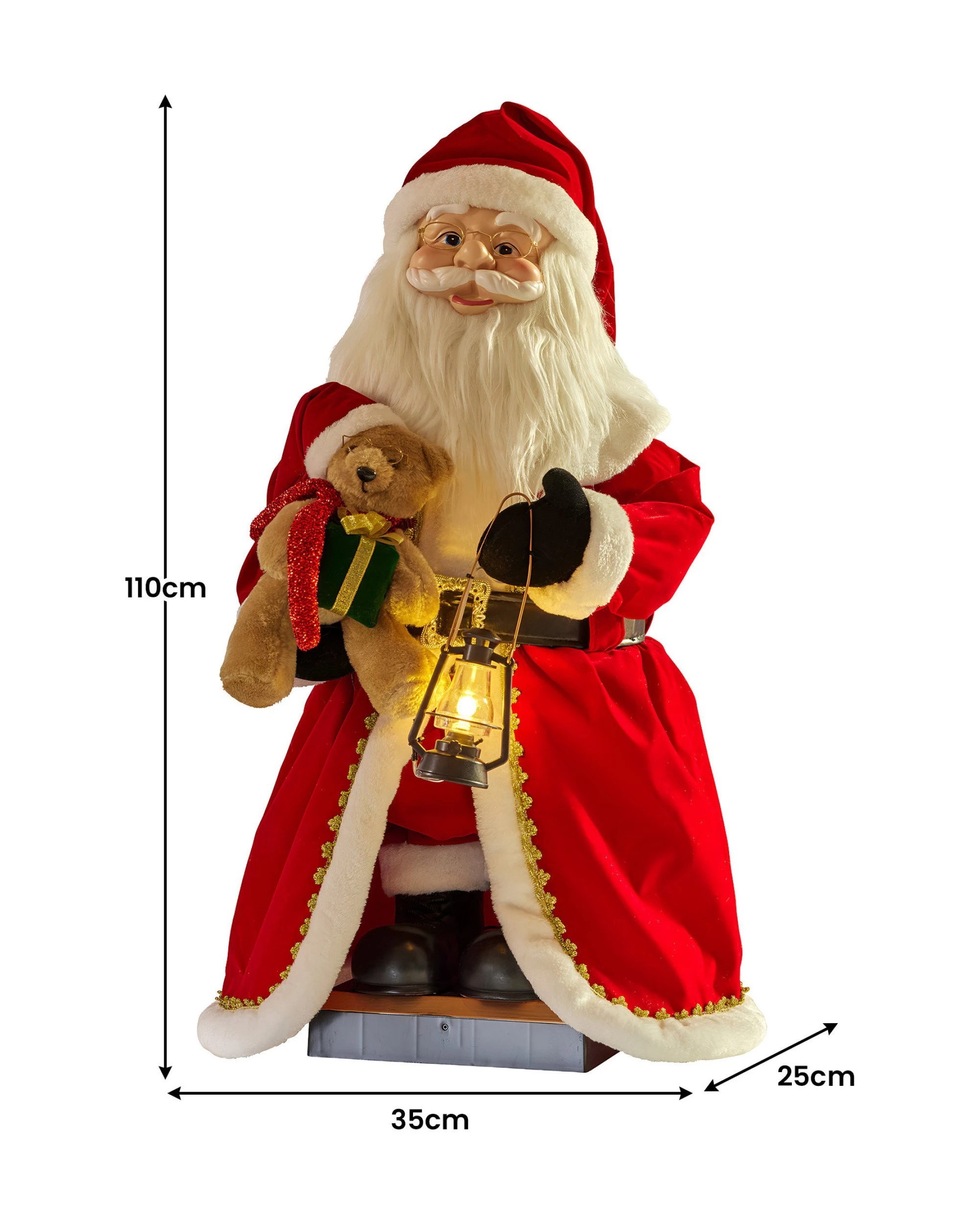 2 Christabelle 1.1m Musical LED Animated Christmas Santa Claus Glowing Lantern Ornament Decoration, 2 of 3