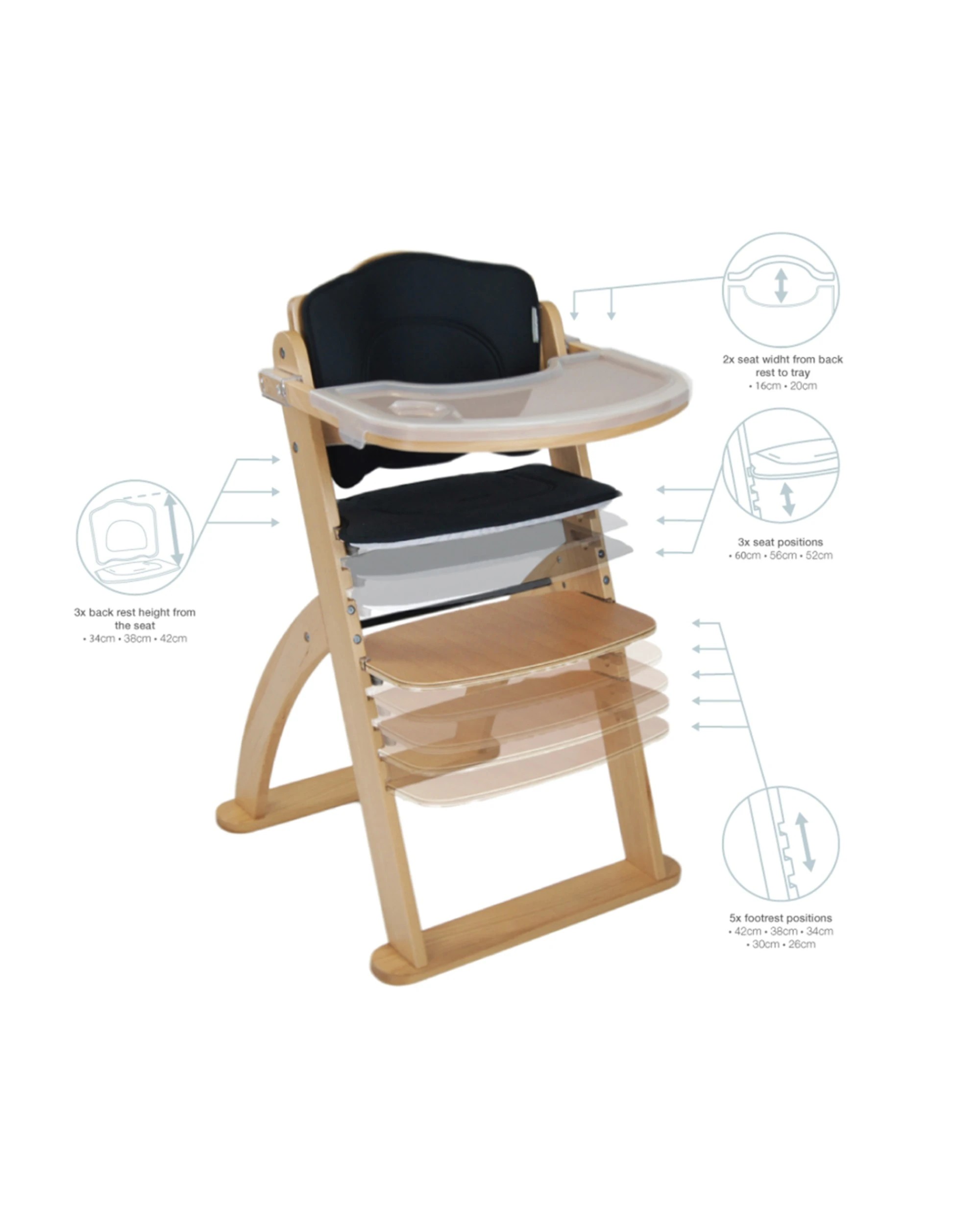 9 Babyhood Kaylula Ava Forever High Chair White/Beech - White Beech mix, Beech, 9 of 9