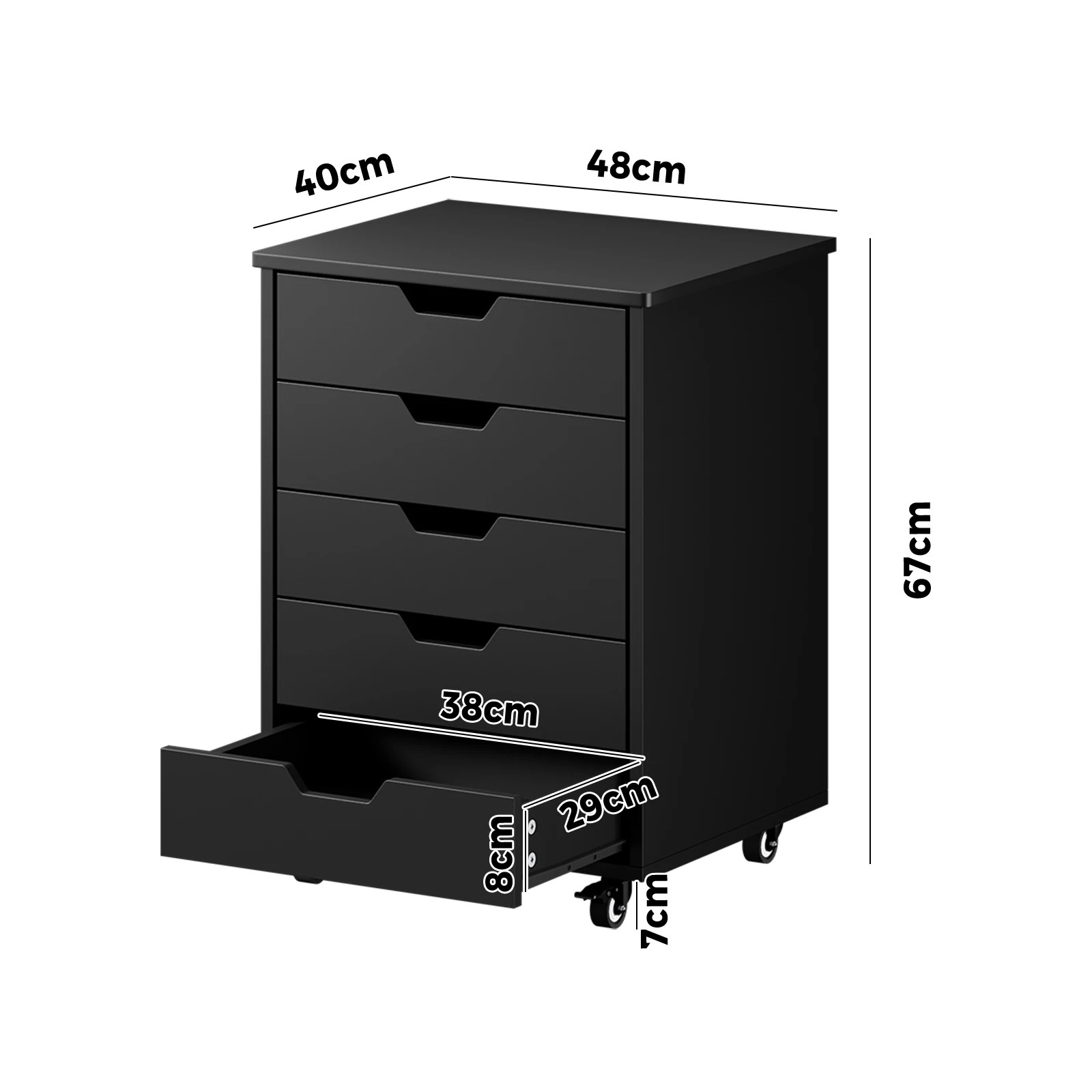 8 Oikiture 5 Drawer Mobile Filing Cabinet Storage Cabinet Home Office - Black, 8 of 8