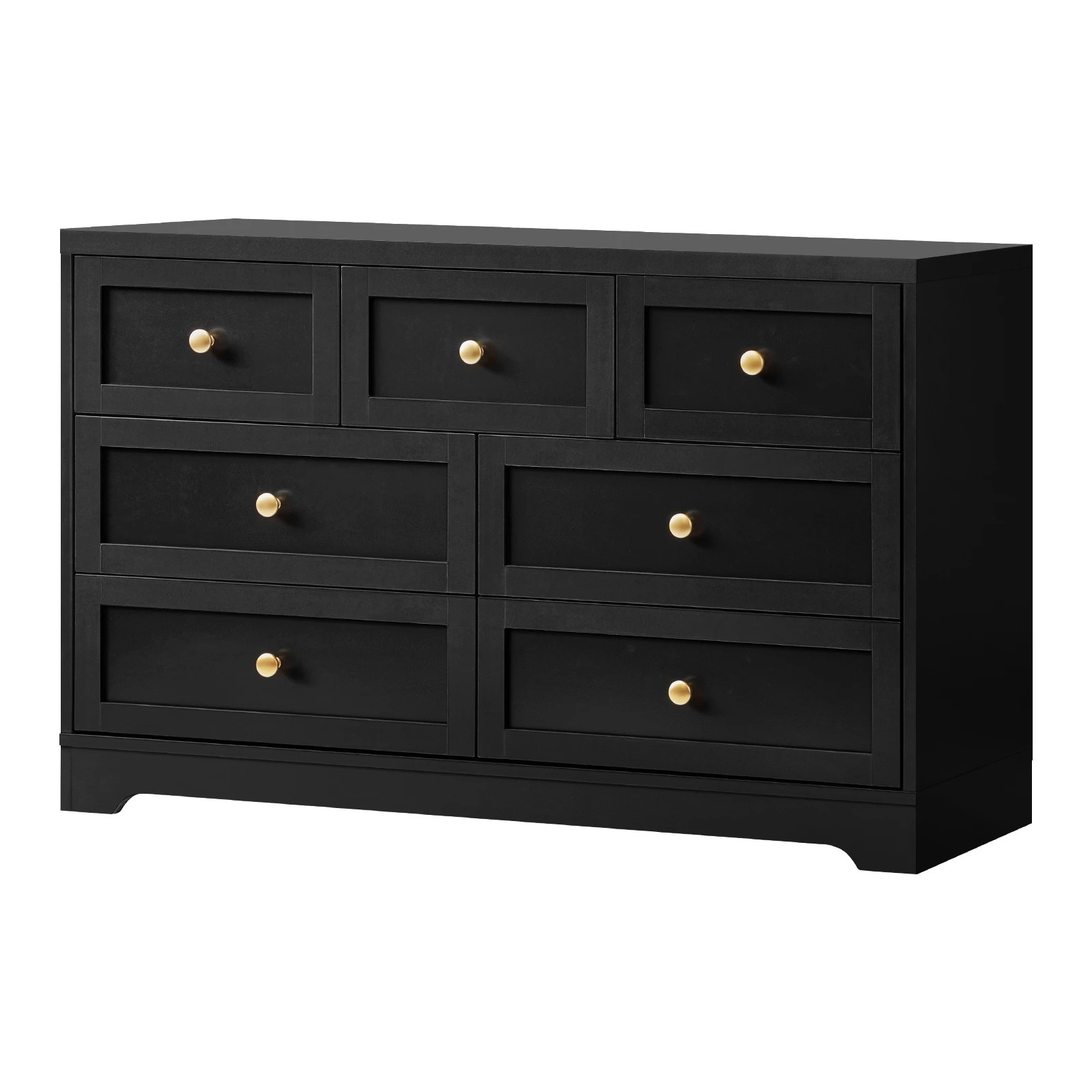 1 Oikiture 7 Chest of Drawers Lowboy Dresser Table Storage Cabinet - Black, 1 of 9