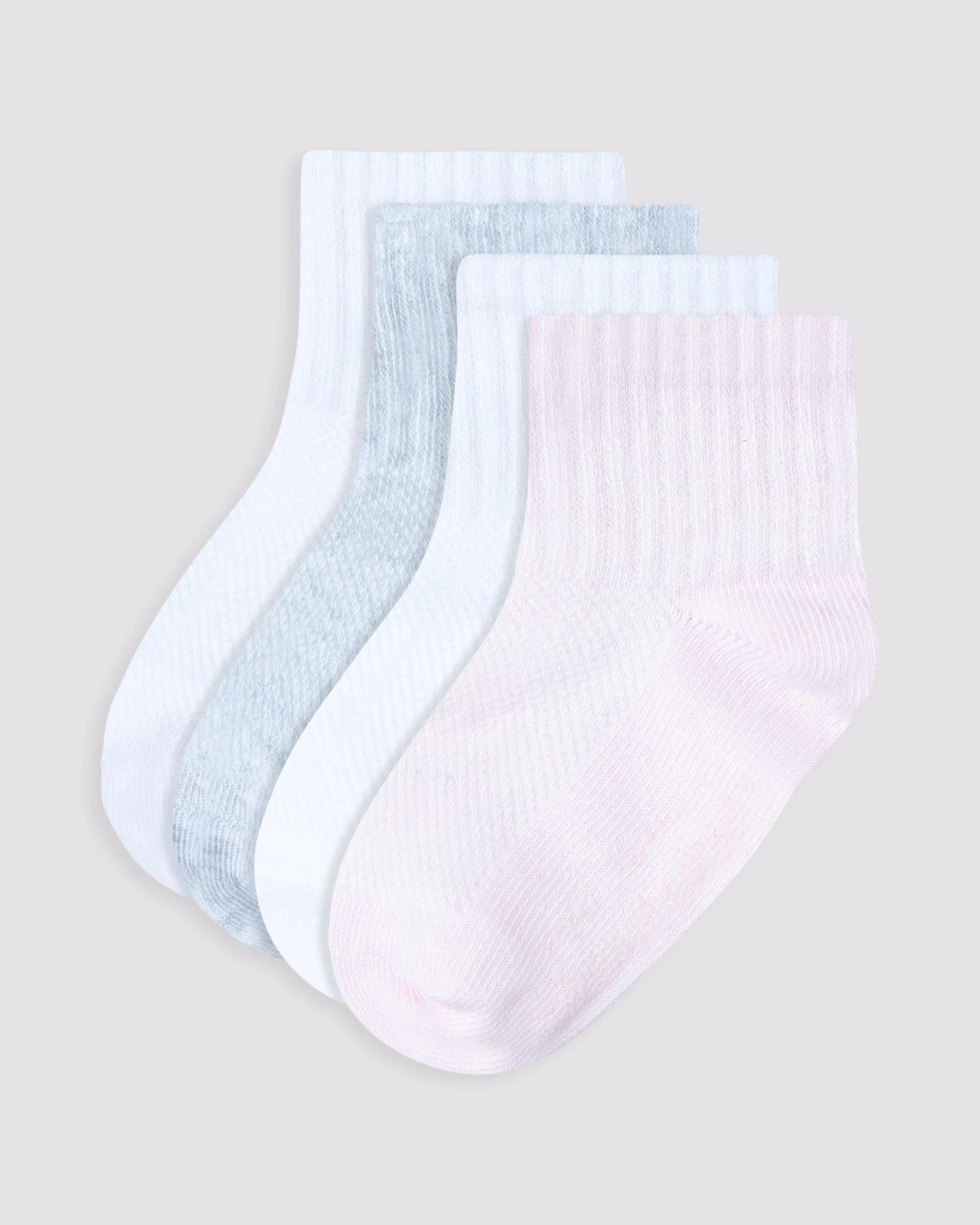 1 Underworks Cotton Blend 4 Pack Baby Ribbed Crew Socks PASTEL VARIETIES, 1 of 2
