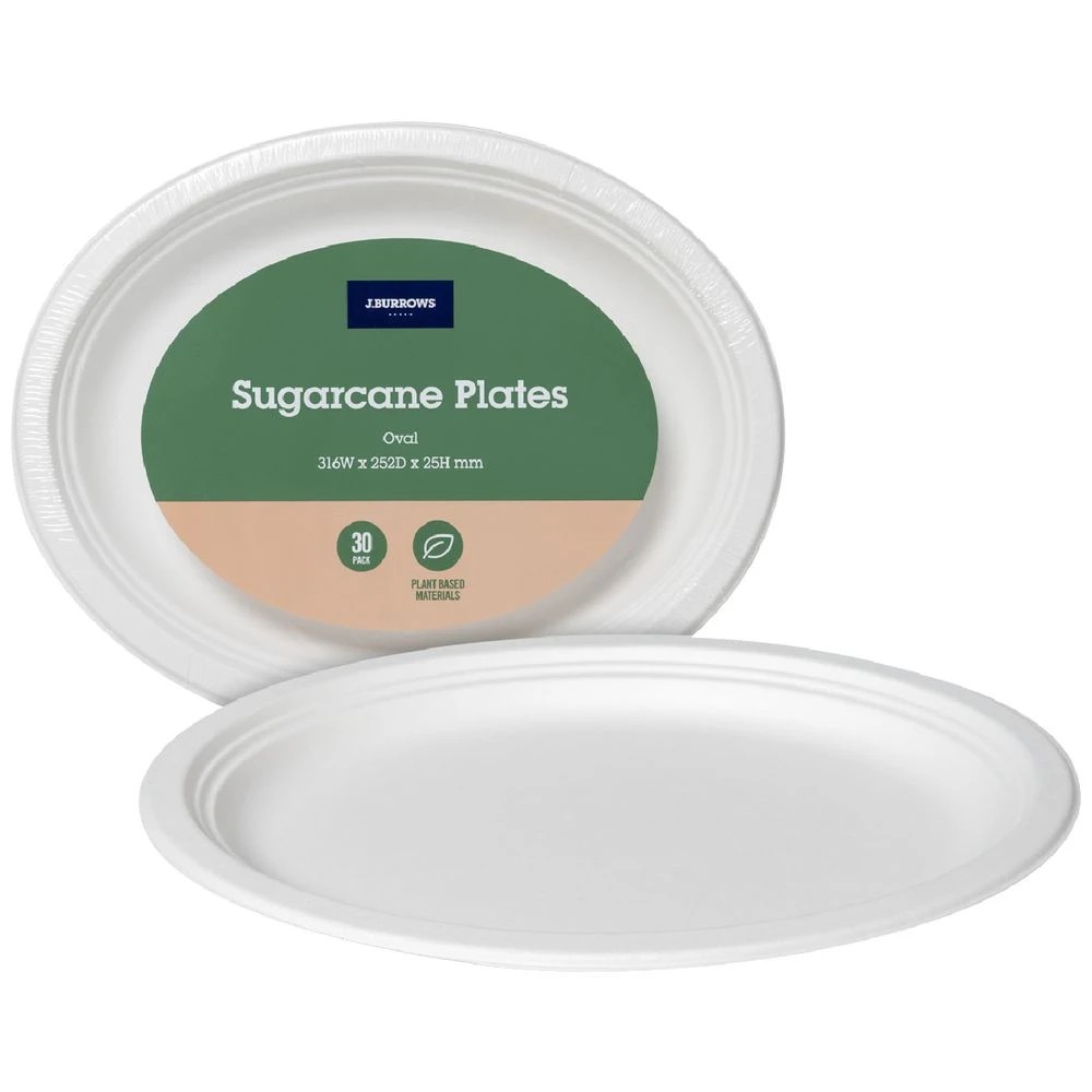 1 J.Burrows Sugarcane Oval Plates 316mm 30 Pack, 1 of 6