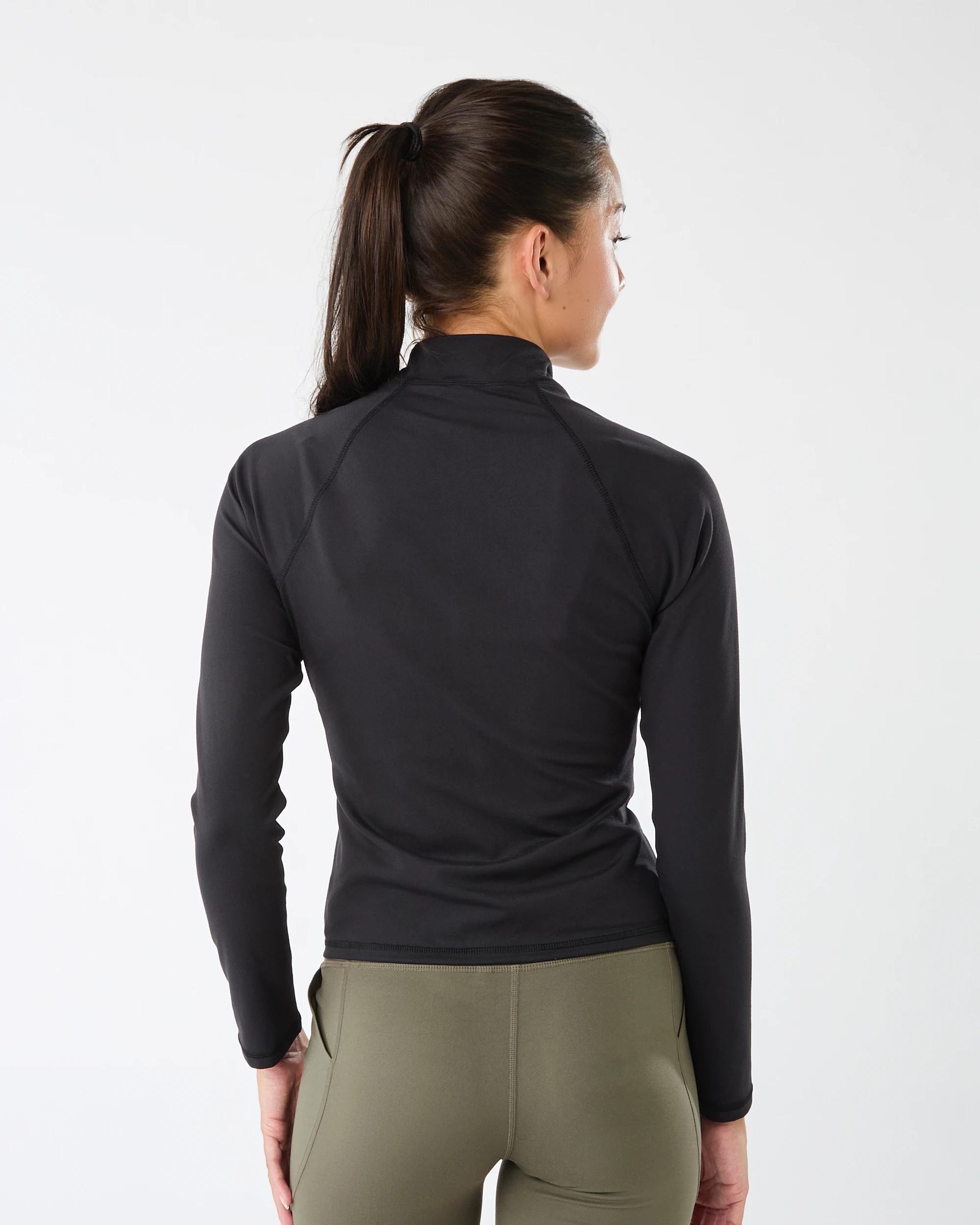 3 Active Womens Long Sleeve 1/4 Zip Ultrasoft Top BLACK, 3 of 10