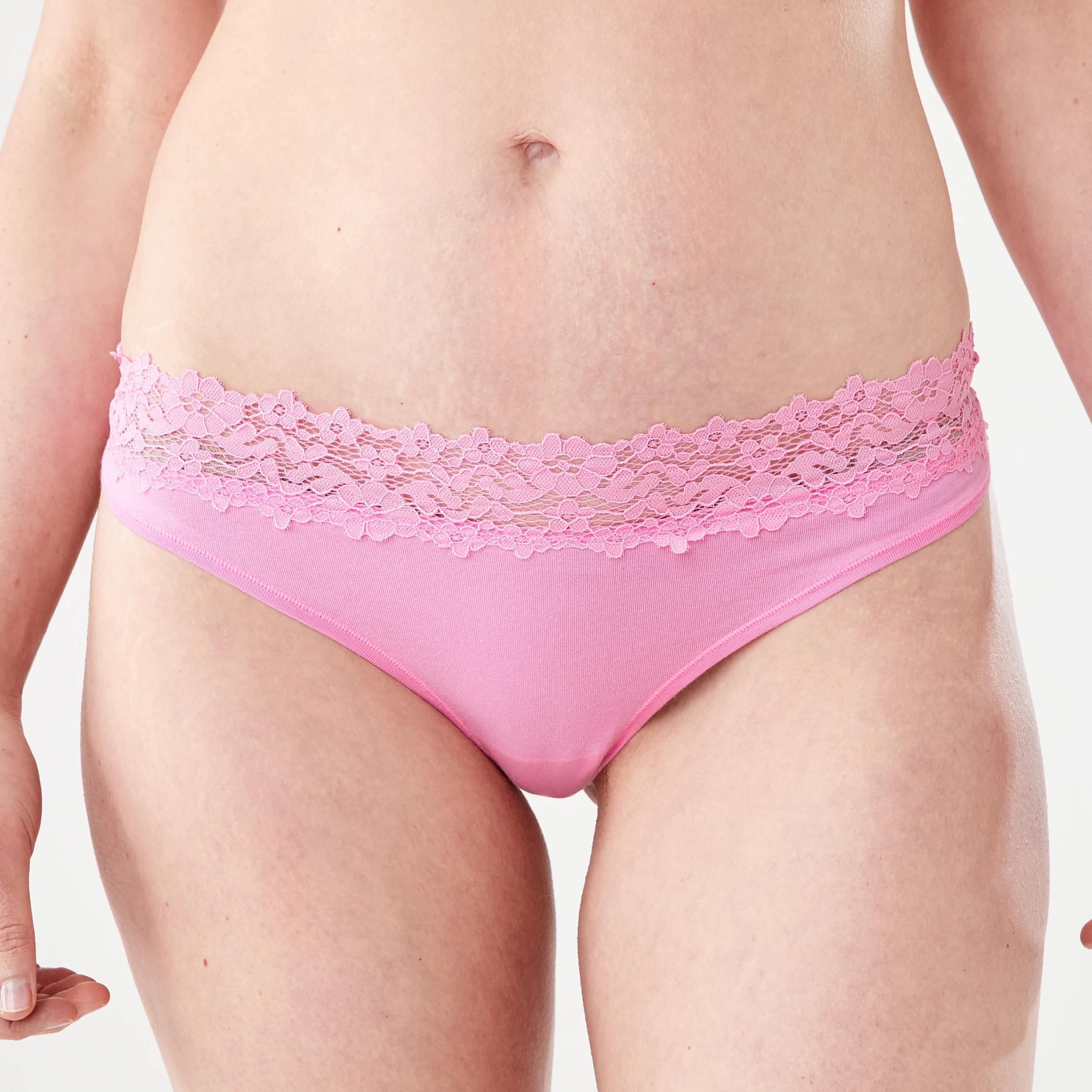 4 3 Pack Cotton Lace Tanga Briefs LIGHT FAWN, BRIGHT LAVENDER, FAIRY FLOSS, 4 of 8