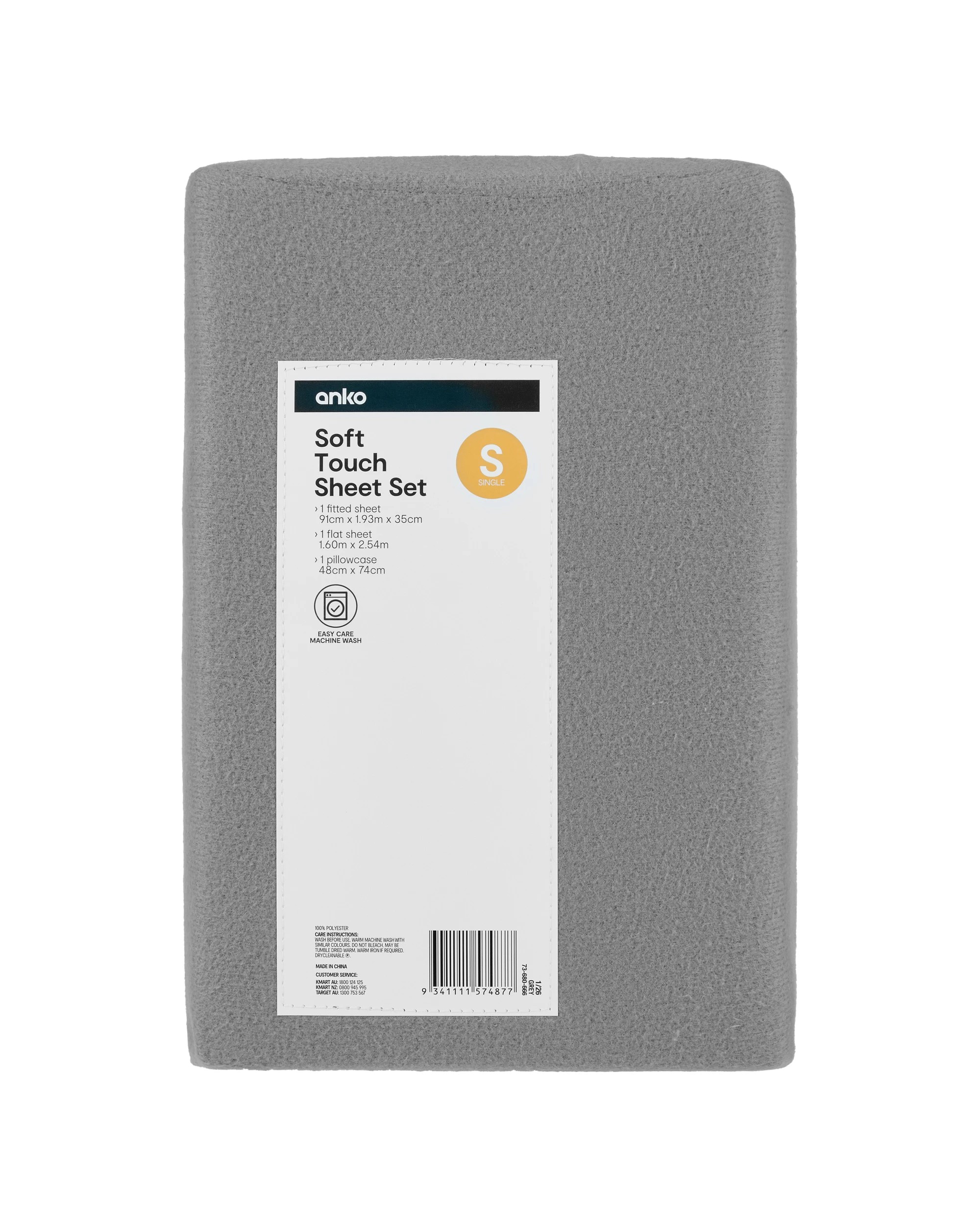 7 Soft Touch Sheet Set - Single Bed, Grey, 7 of 7