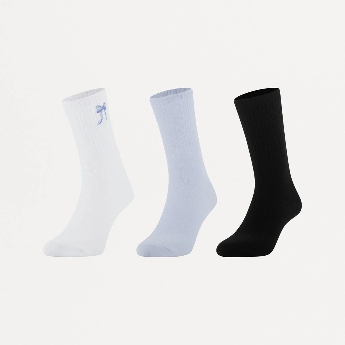 1 3 Pack Rib Quarter Crew Socks BOW CREW, 1 of 3