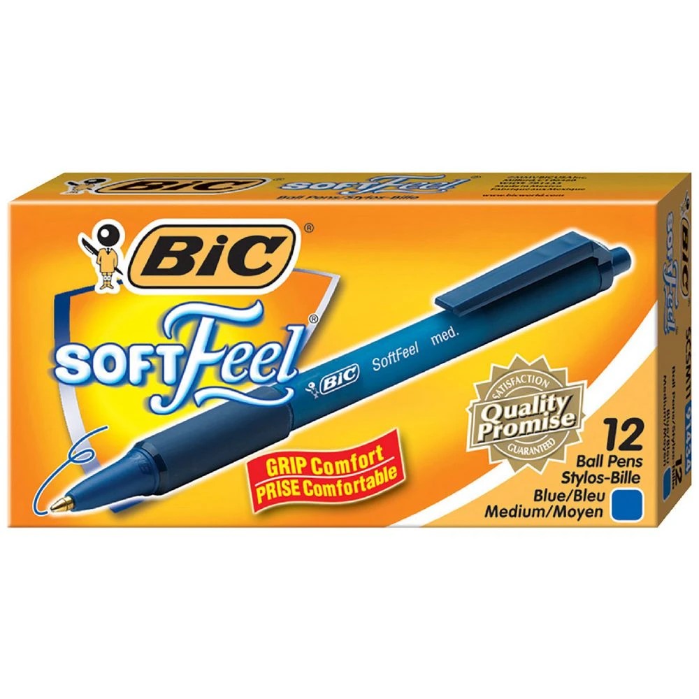 1 BIC SoftFeel Ballpoint Pens Blue 12 Pack, 1 of 5
