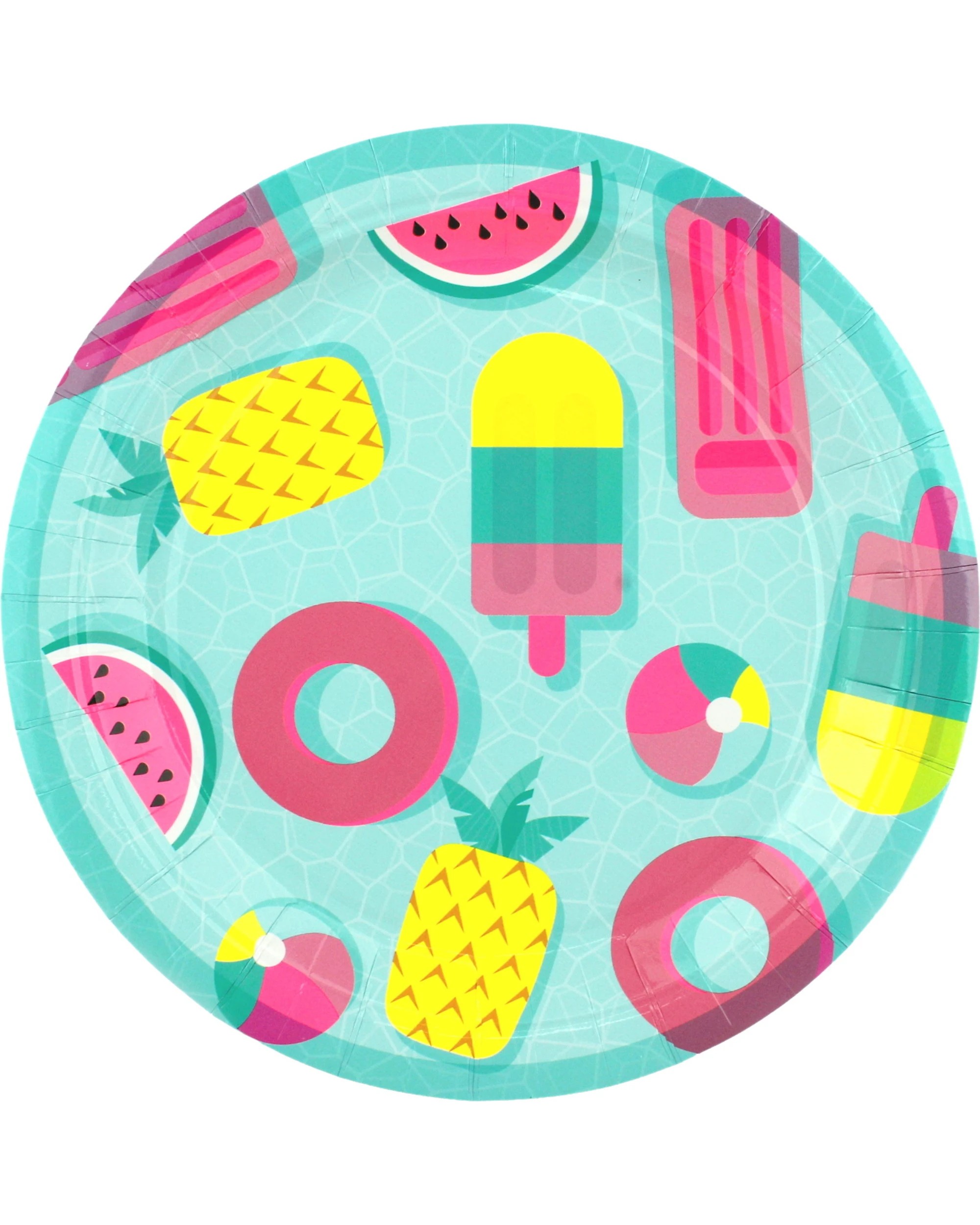 1 Artwrap Tropical Pool Party Large Paper Plates Pack of 8 - Multi, 1 of 1
