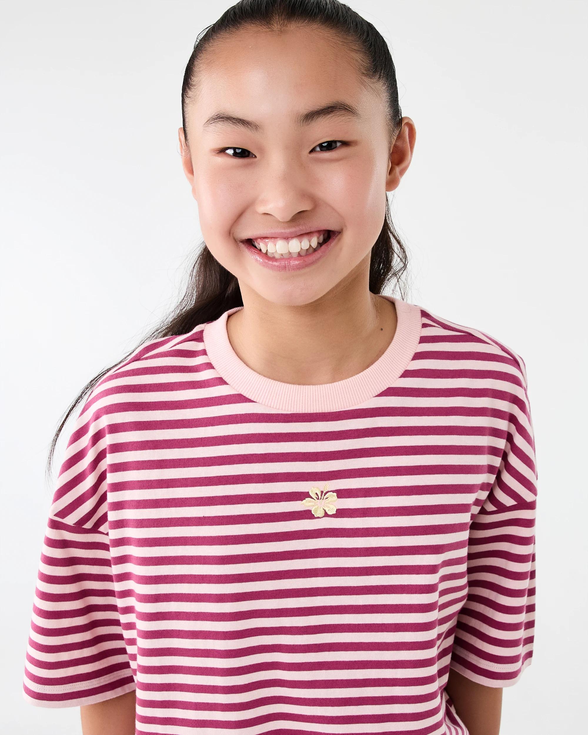 3 Short Sleeve Striped Oversized T-shirt Pnk Stripe, 3 of 7