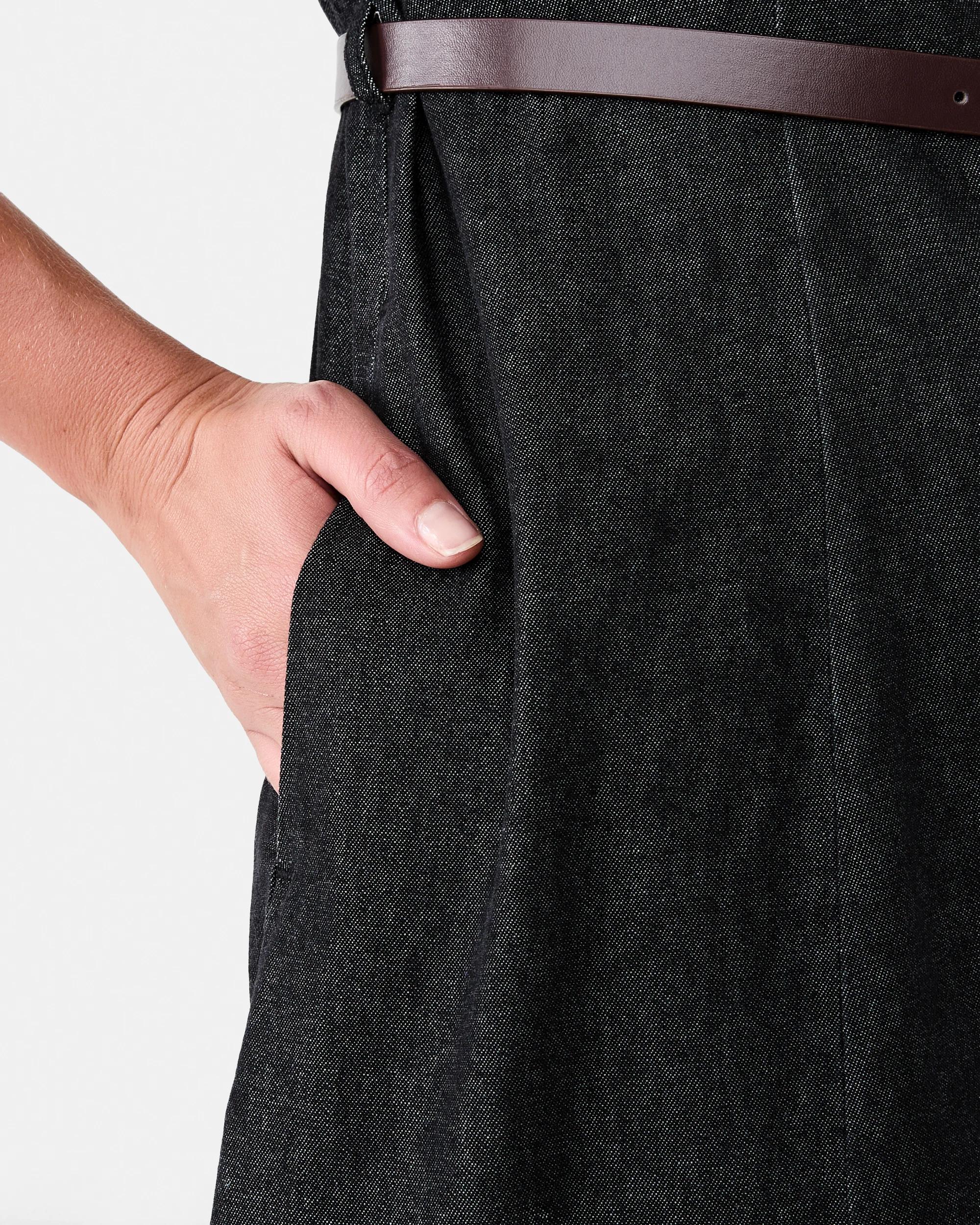 8 Short Sleeve Chambray Shirt Midi Dress Black Wash, 8 of 8