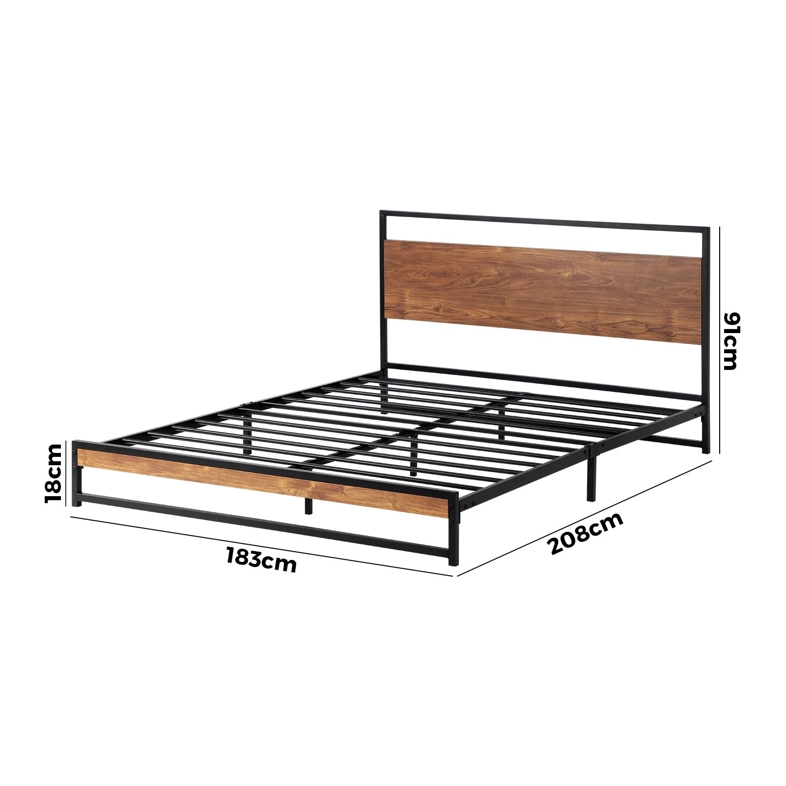1 Oikiture Metal Bed Frame King Size Beds Base Platform Wood
 - Black, 1 of 9