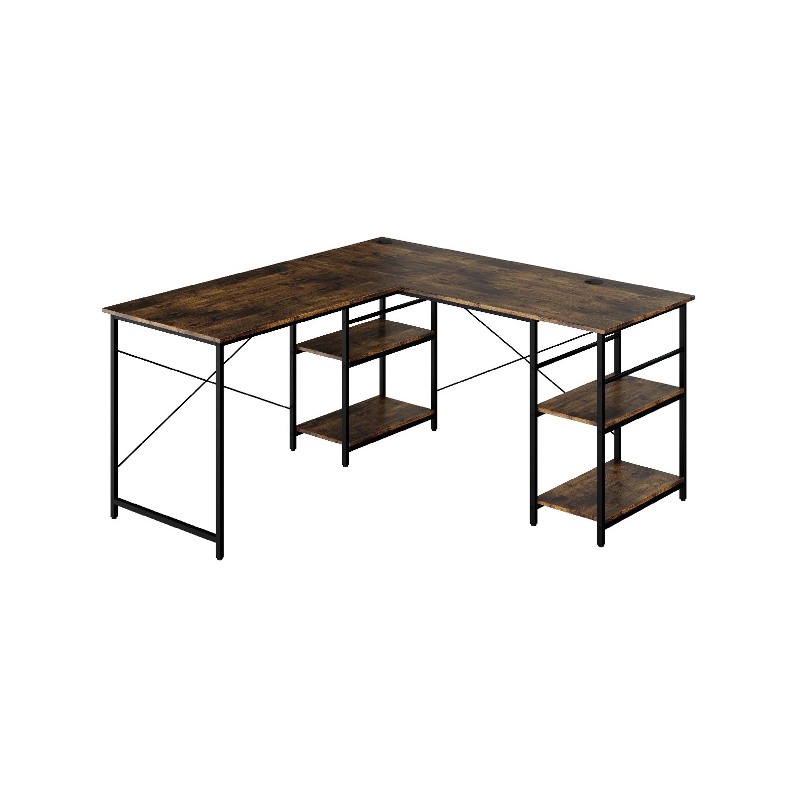 1 Costway L-shaped Computer Desk 2-Person Convertible Corner Desk w/Storage Shelves, 1 of 4