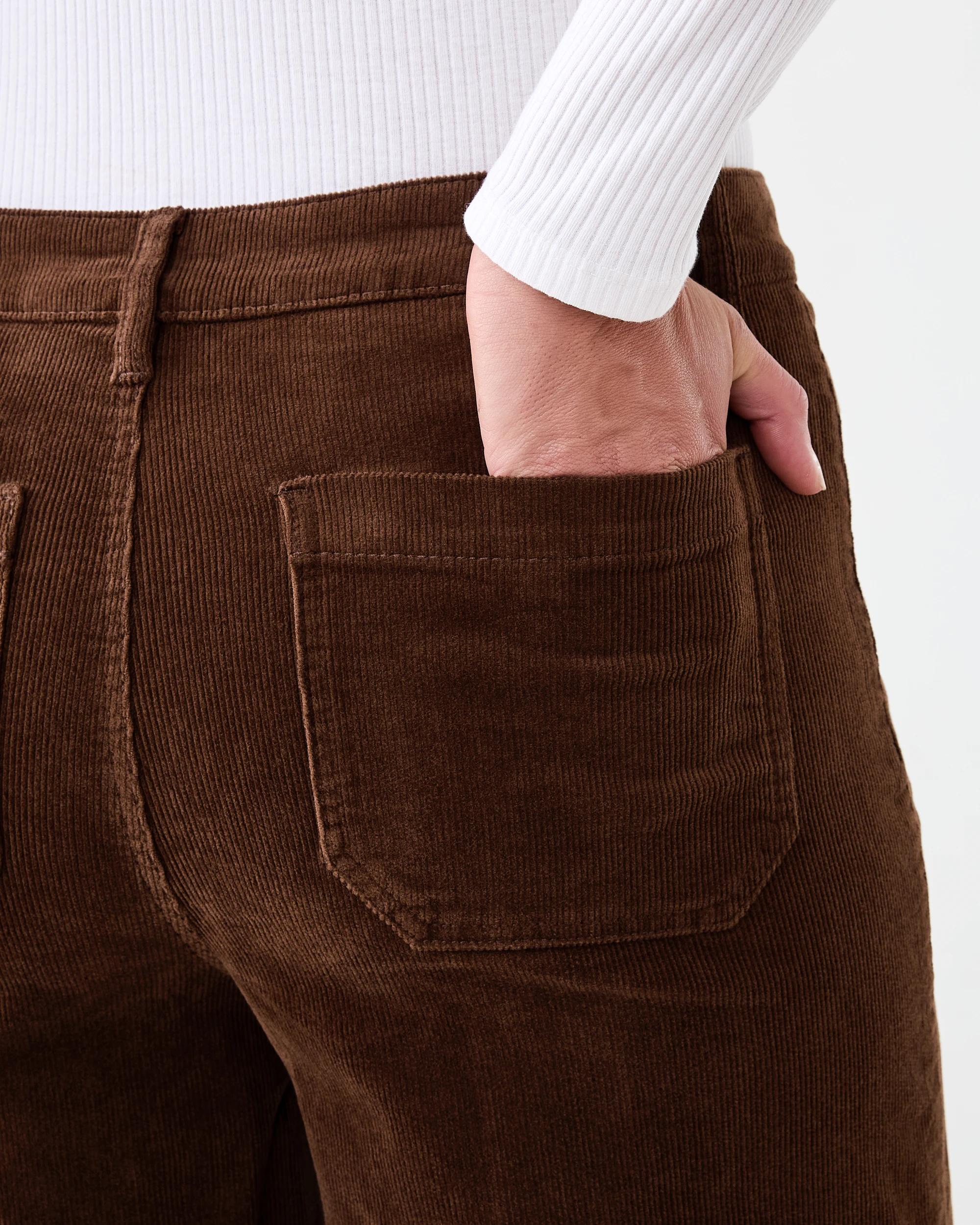 7 Pocket Front Wide Leg Corduroy Pants Brn Ptrdge, 7 of 8