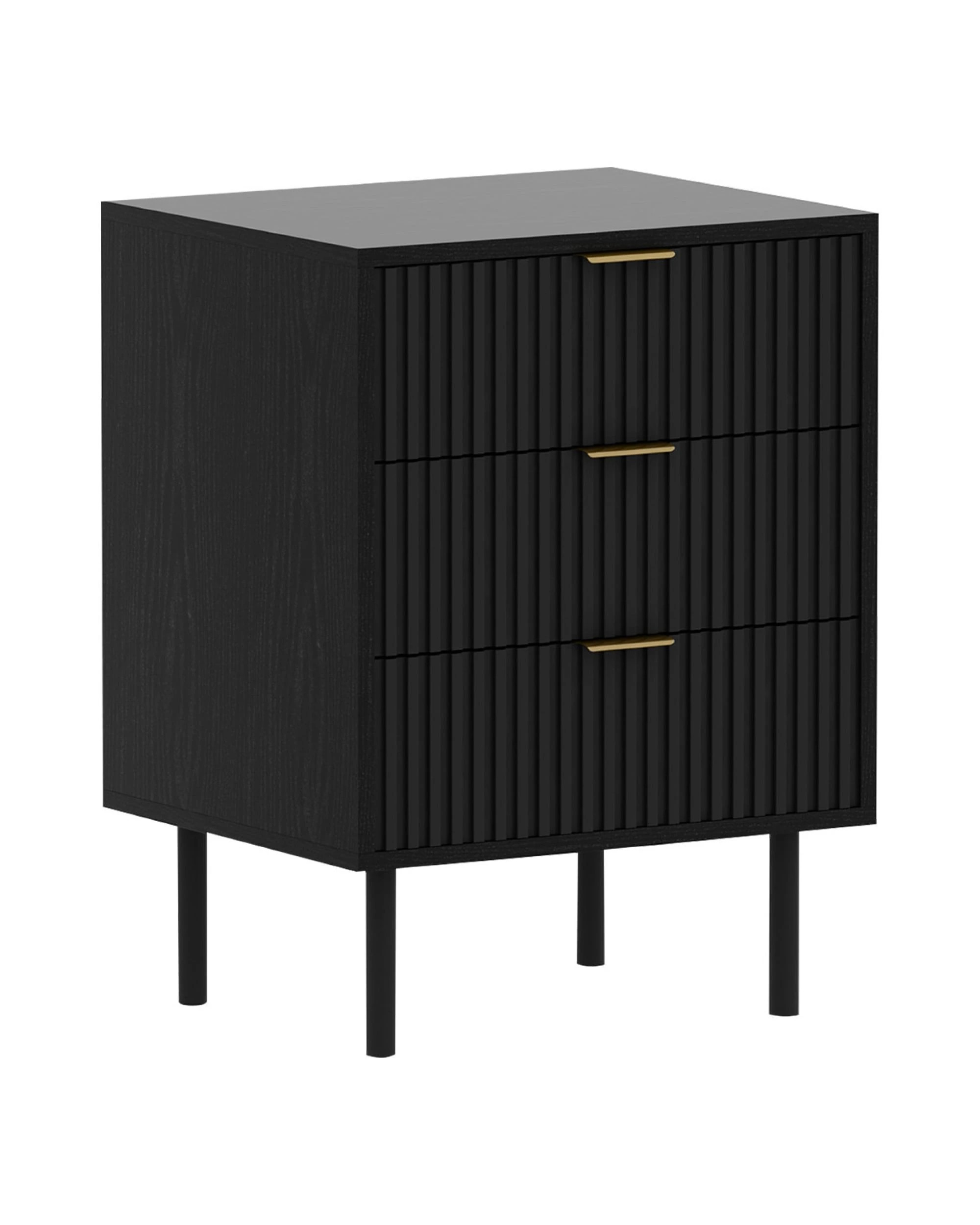 1 Sarantino Evelyn Bedside Table with 3 Drawers - Black, 1 of 6