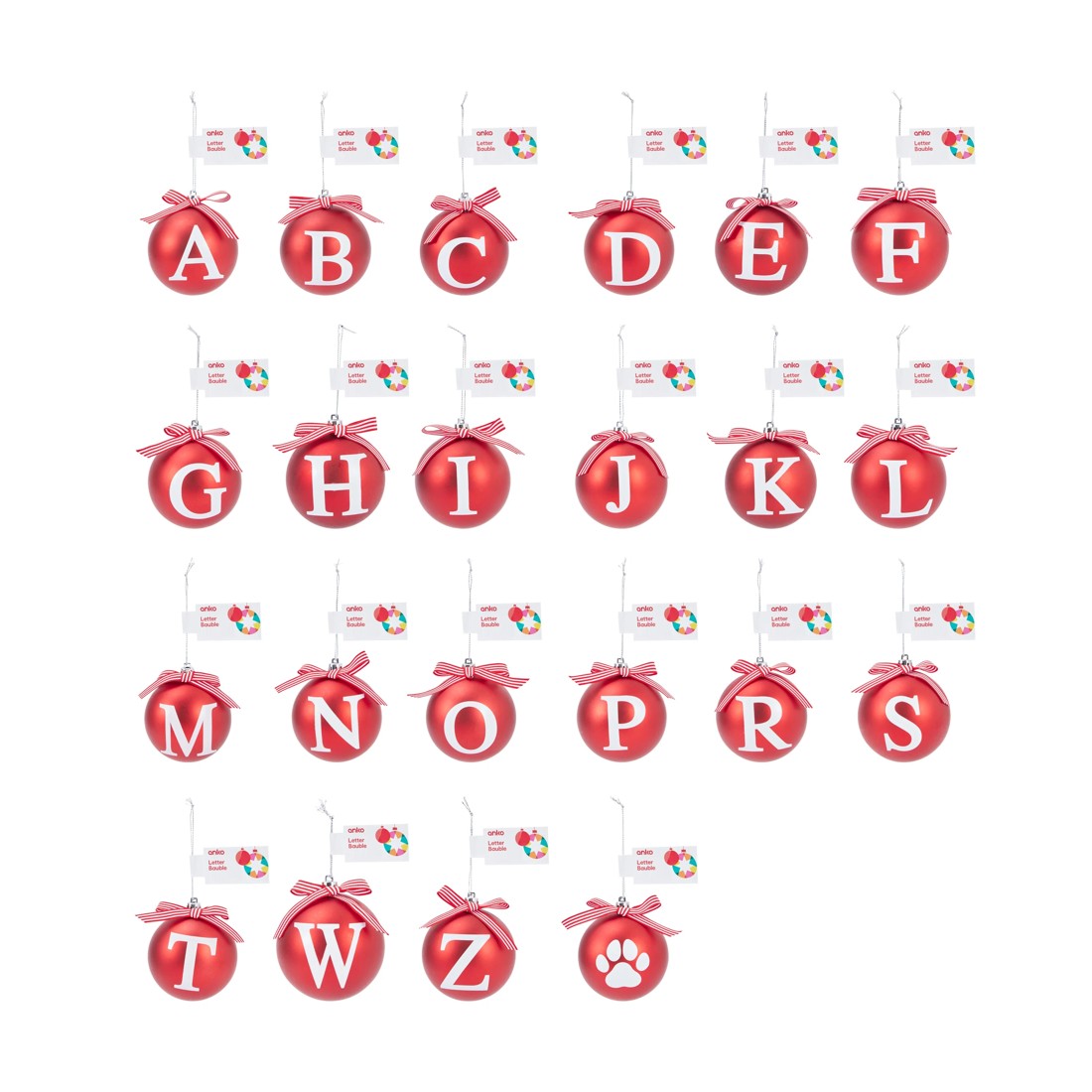 3 Letter Bauble - Assorted, 3 of 3