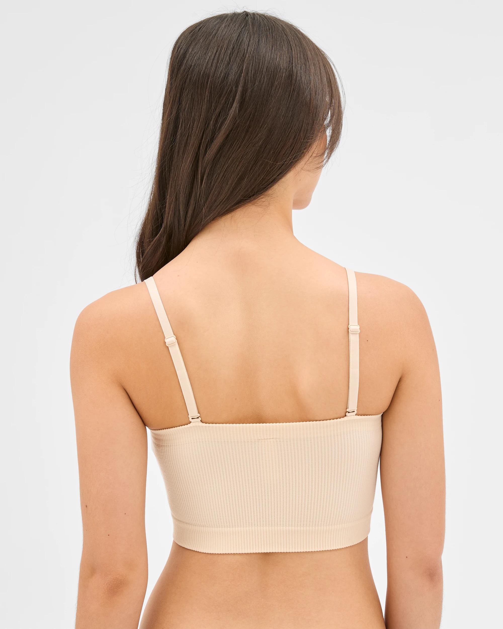 3 Ribbed Seamfree Bandeau Crop Top - Lily Loves SHELL, 3 of 4