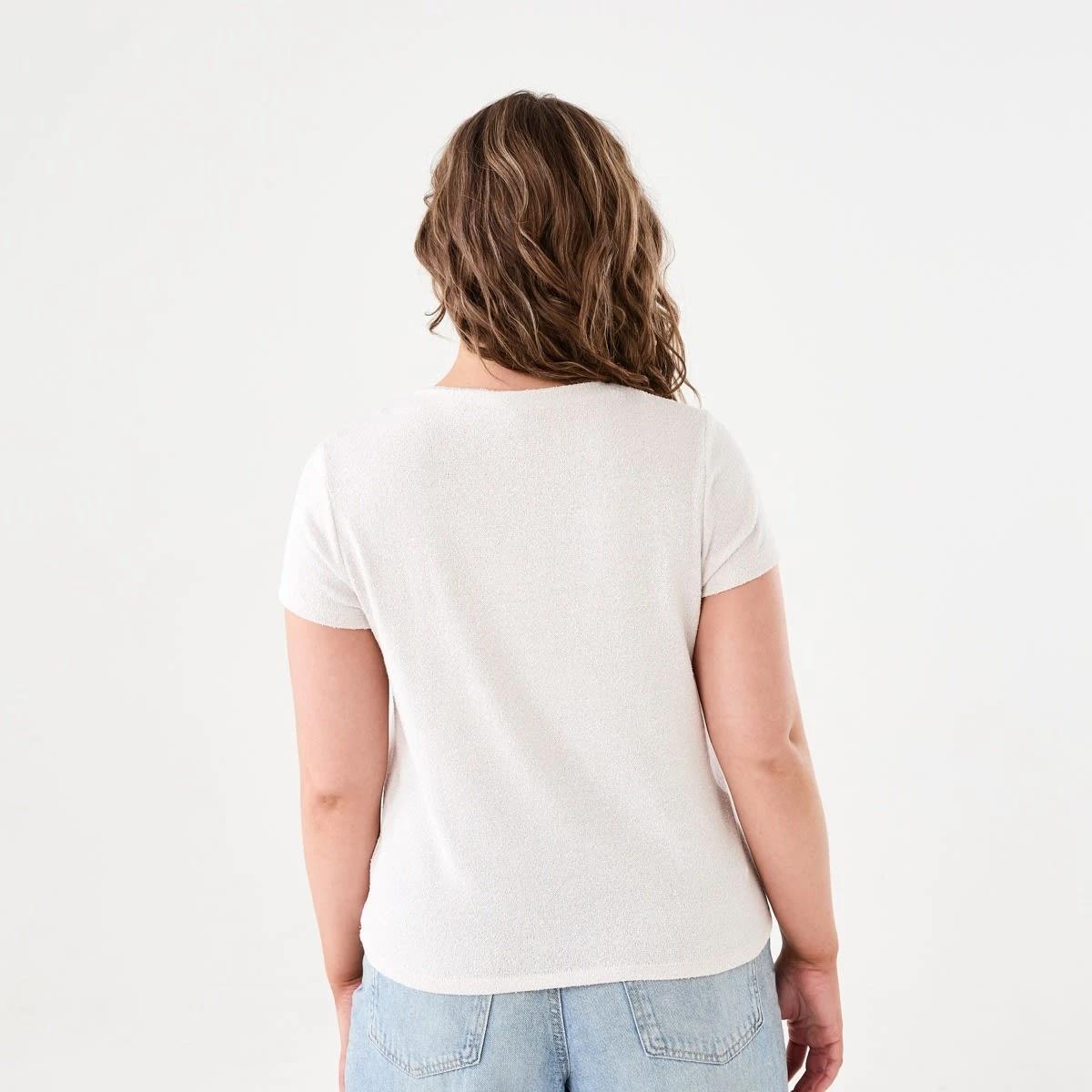 3 Short Sleeve Textured Top NATURAL BEIGE, 3 of 5