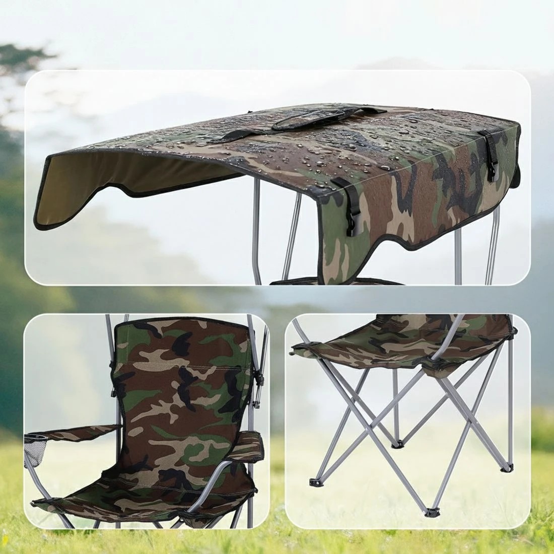 7 Weisshorn Camping Chair With Canopy Folding Outdoor Portable Seat Lightweight - Multi, 7 of 7