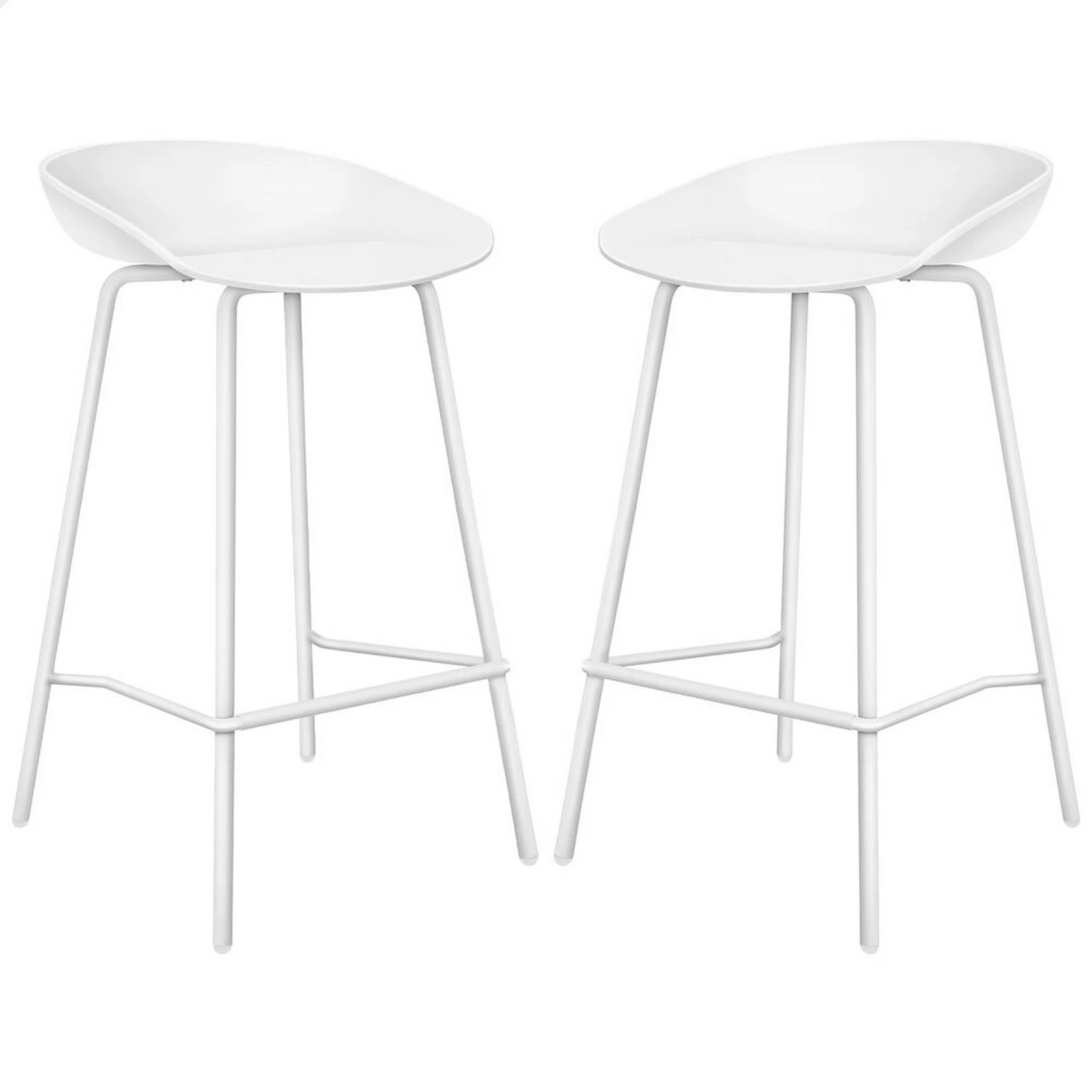 1 Alfordson 2x Kitchen Bar Stools Counter Chairs Metal Finn - White, 1 of 10