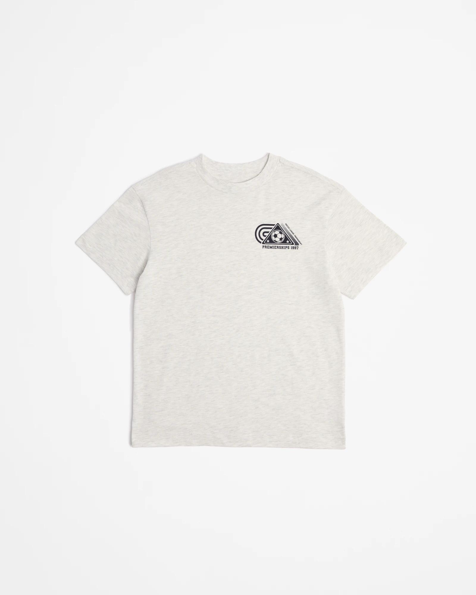 4 Target Australian Cotton Loose Fit Print T-shirt GREY MARLE SOCCER, 4 of 5