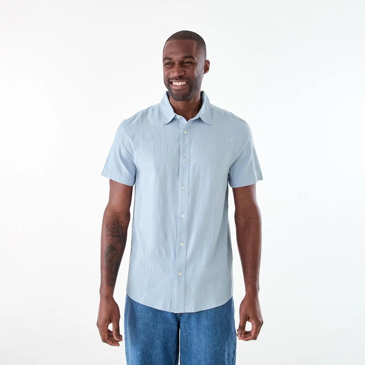 1 Short Sleeve Dobby Shirt FOG BLUE, 1 of 6