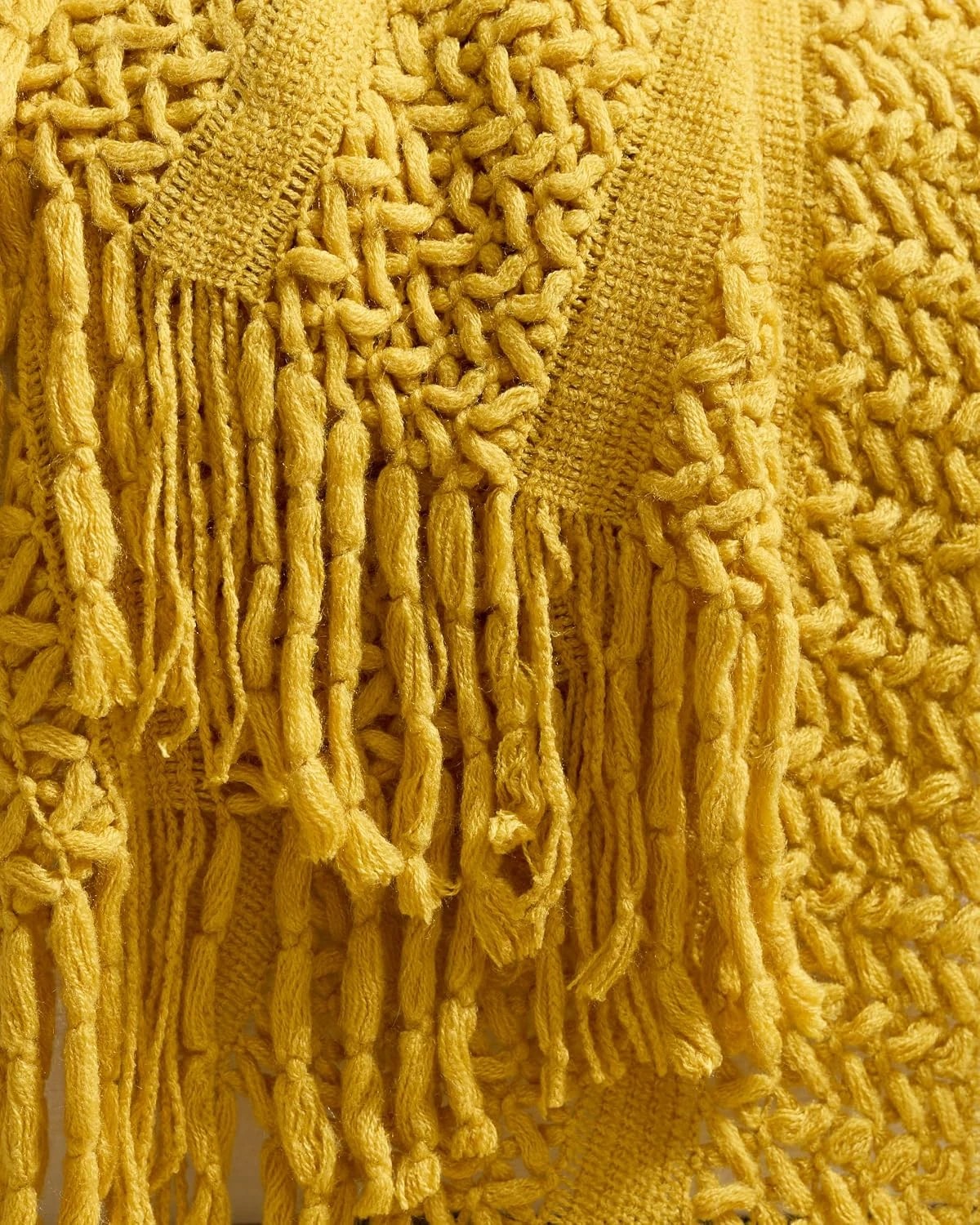 3 Gioia Casa Boho Open-Knitted Throw 130x170cm - Yellow, 3 of 3
