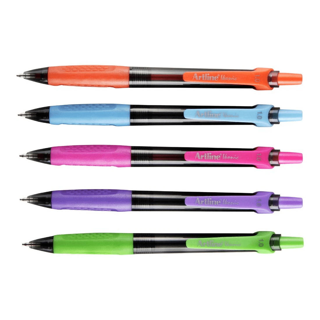 2 Artline Ikonic Retractable Ballpoint Pens Bright 5 Pack, 2 of 3