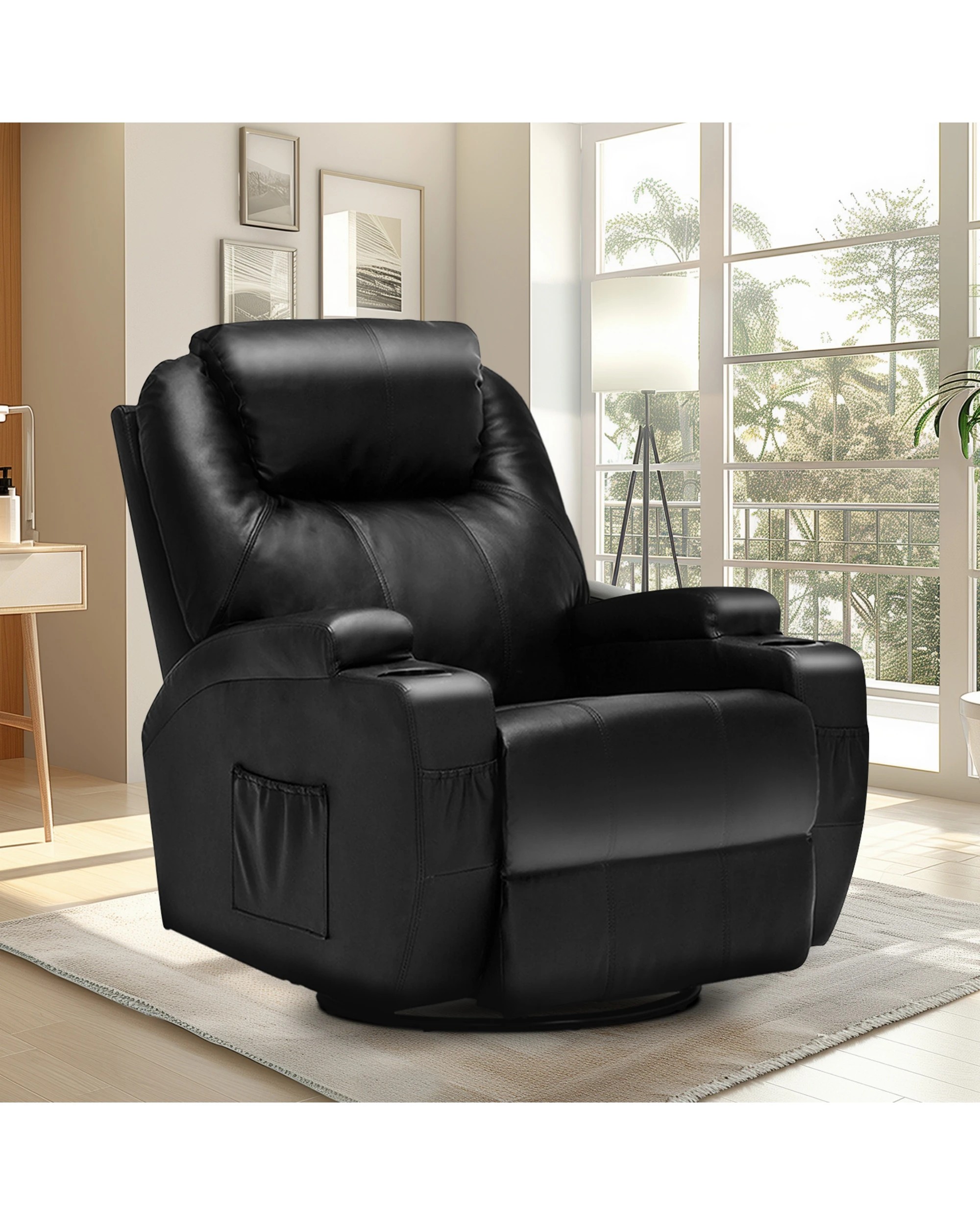2 Advwin Recliner Chair Electric Massage Heat Chair Lounge Armchair Leather, 2 of 4
