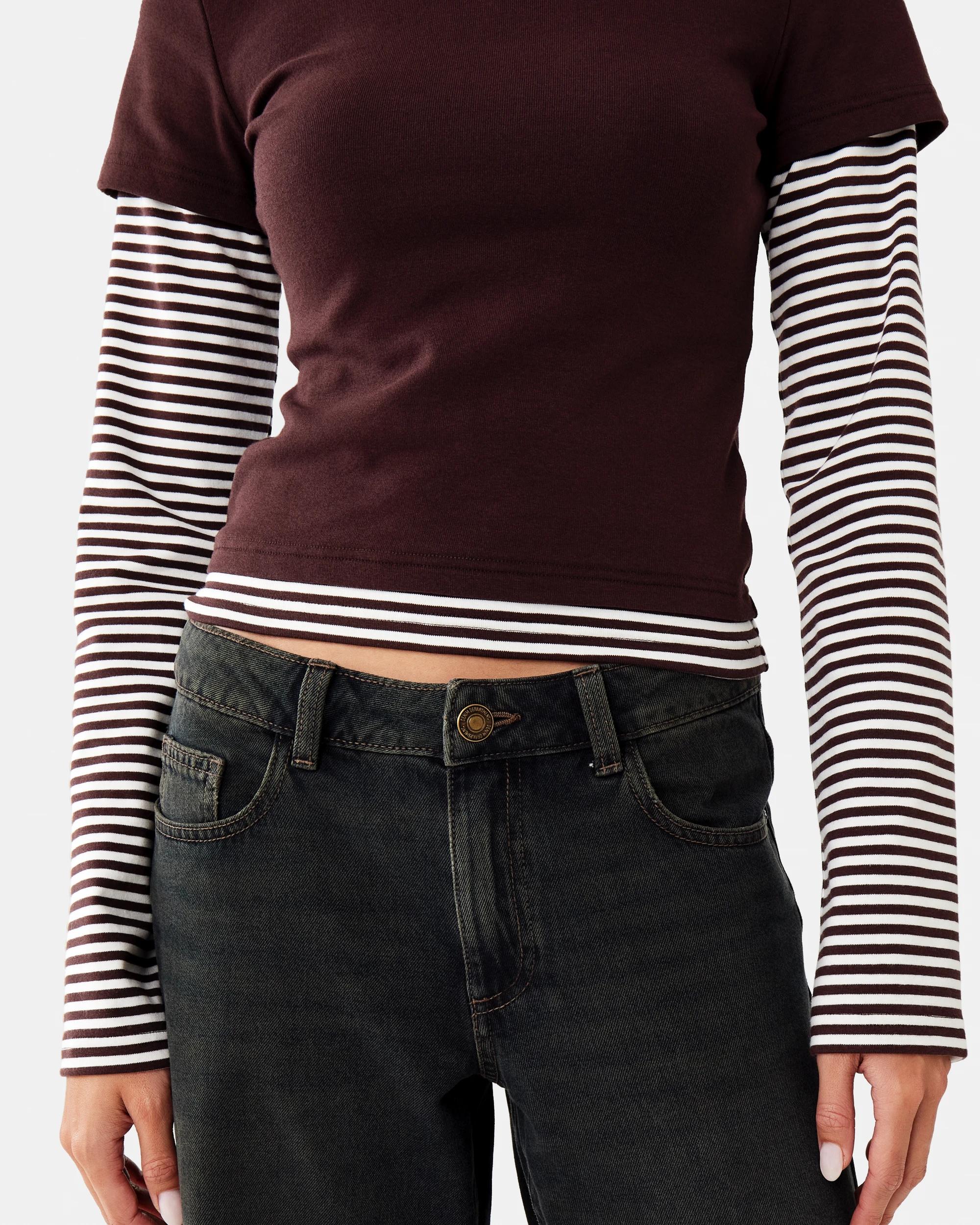 6 Long Sleeve Double Layer Top Choc Plum, 6 of 8