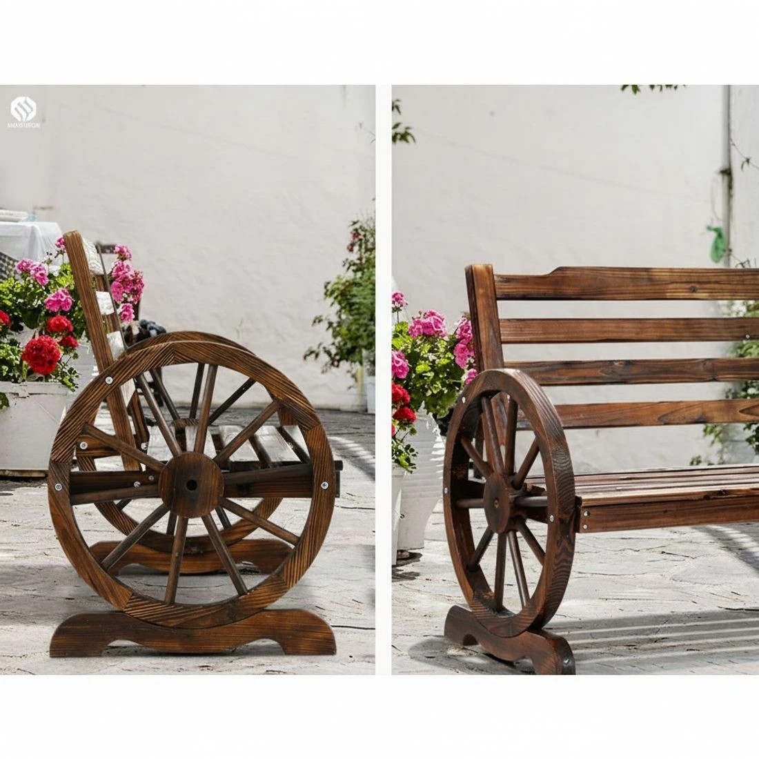 6 Gardeon Outdoor Garden Bench Wooden 2 Seat Wagon Chair Patio Furniture Durable Space Saving Outdoor Bistro Set - Brown, 6 of 8