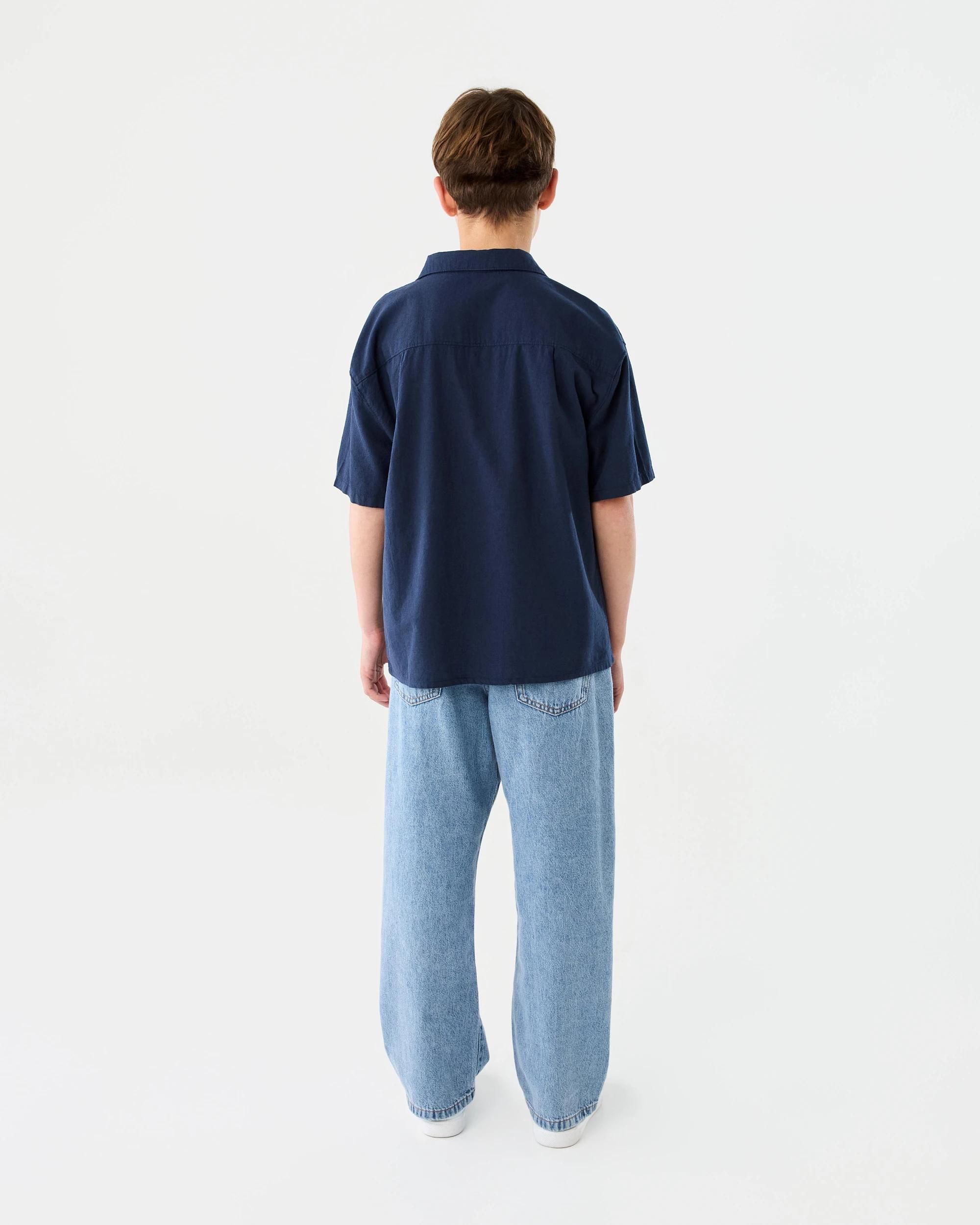 8 Short Sleeve Linen Shirt Dress Navy, 8 of 8